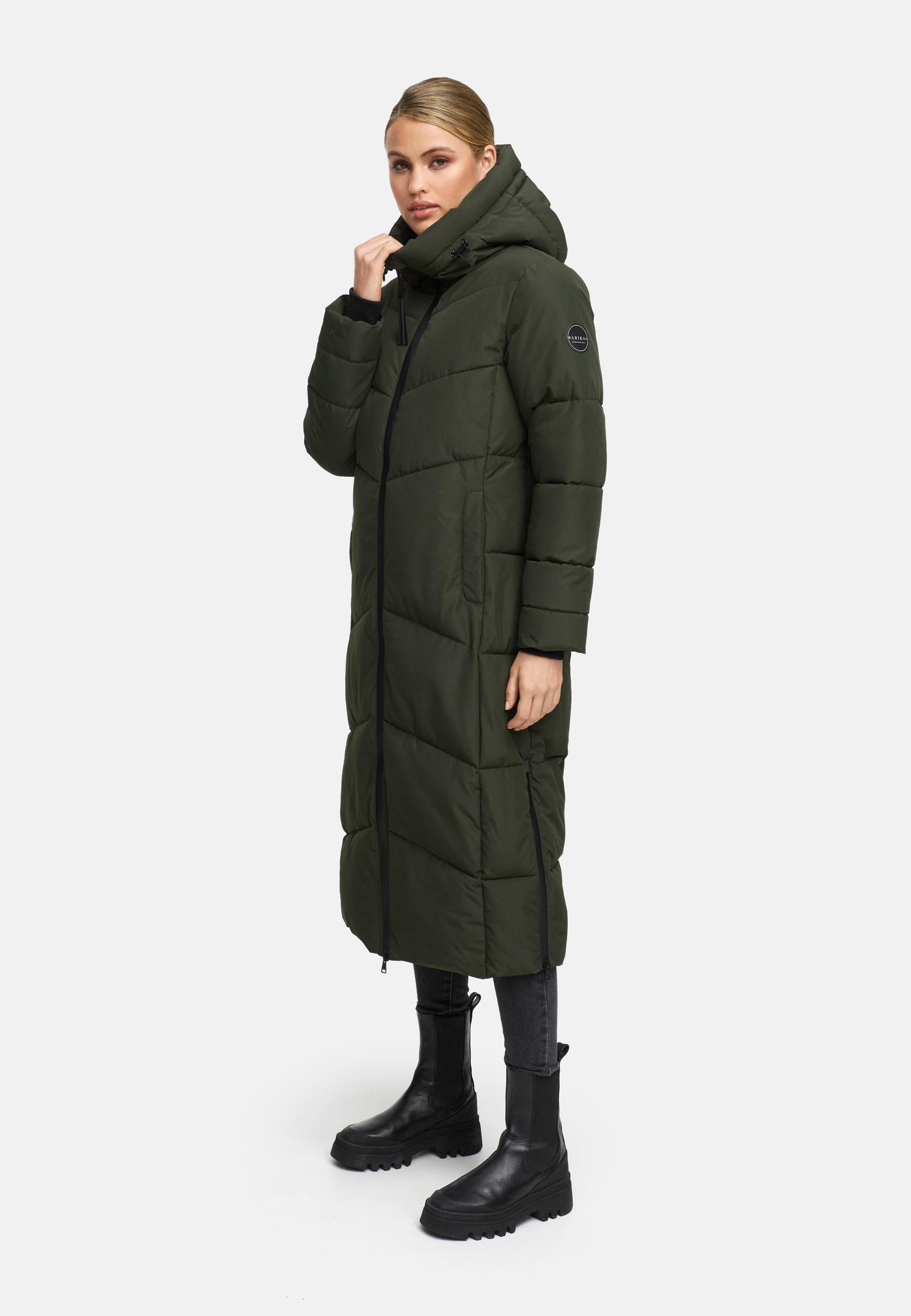 Winter Steppmantel mit wasserdichten Reißverschlüssen "Firella XVI" Dark Olive
