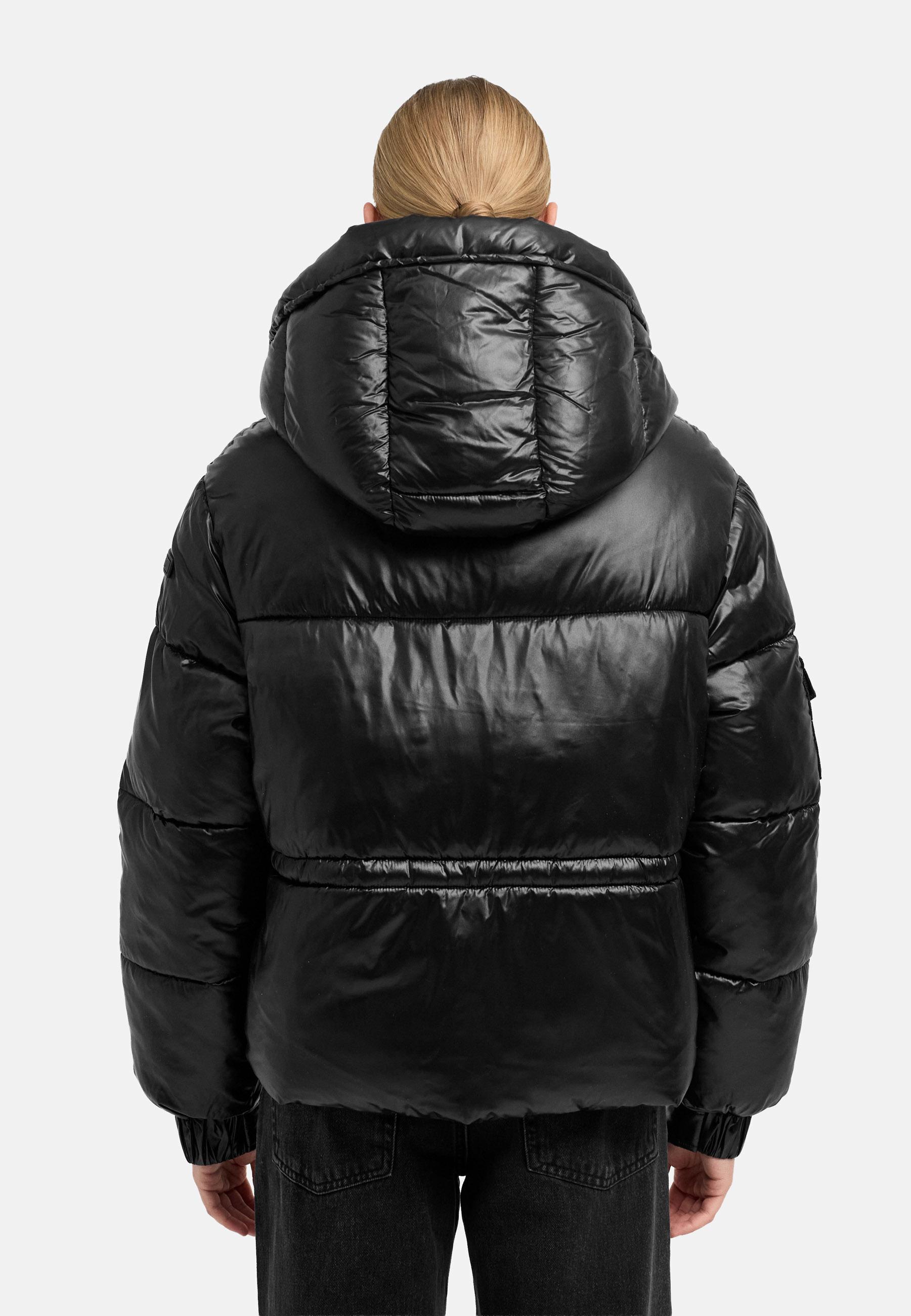 Matt schimmernde Steppjacke mit abnehmbarer Kapuze "Glimini 16" Black