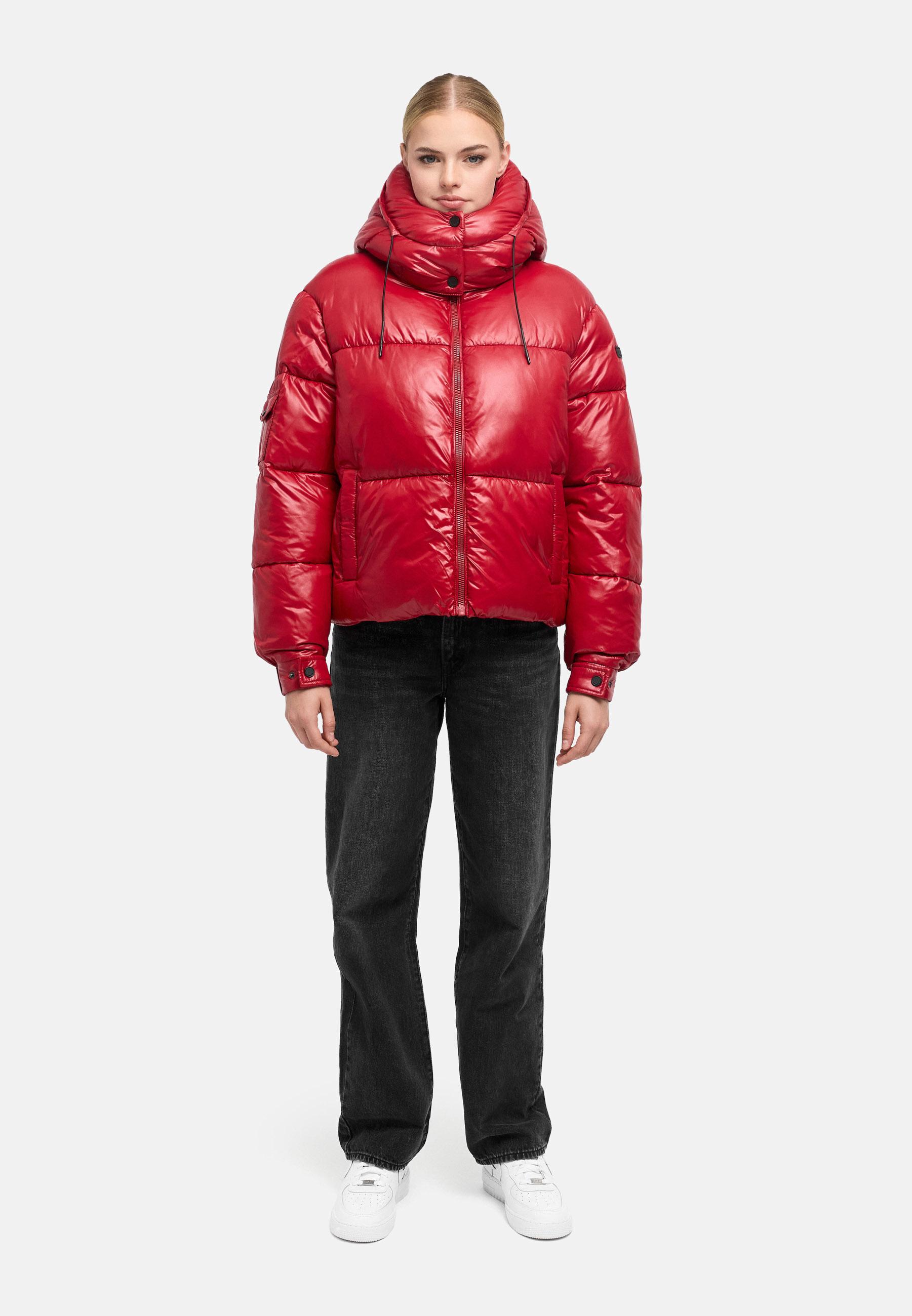 Matt schimmernde Steppjacke mit abnehmbarer Kapuze "Glimini 16" Deep Red
