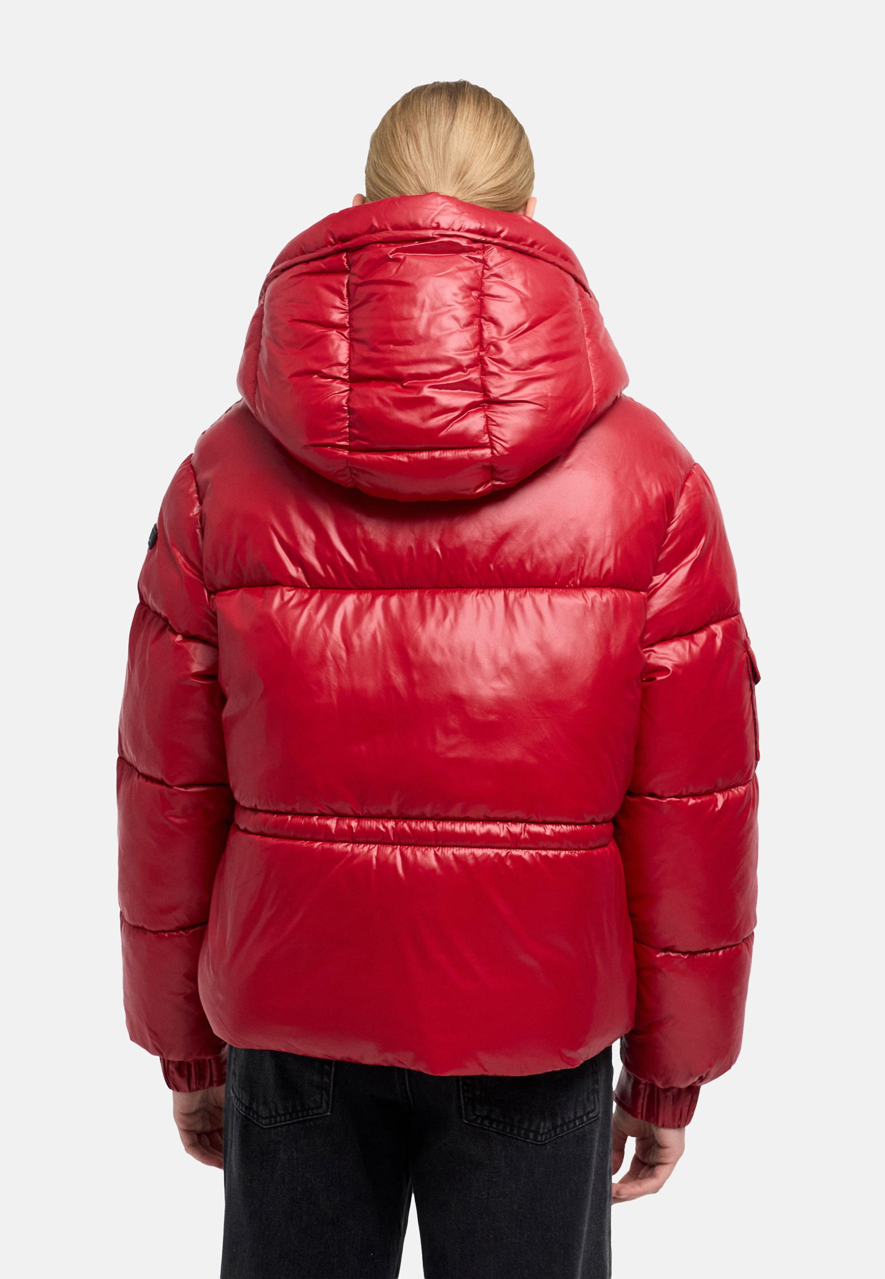 Matt schimmernde Steppjacke mit abnehmbarer Kapuze "Glimini 16" Deep Red