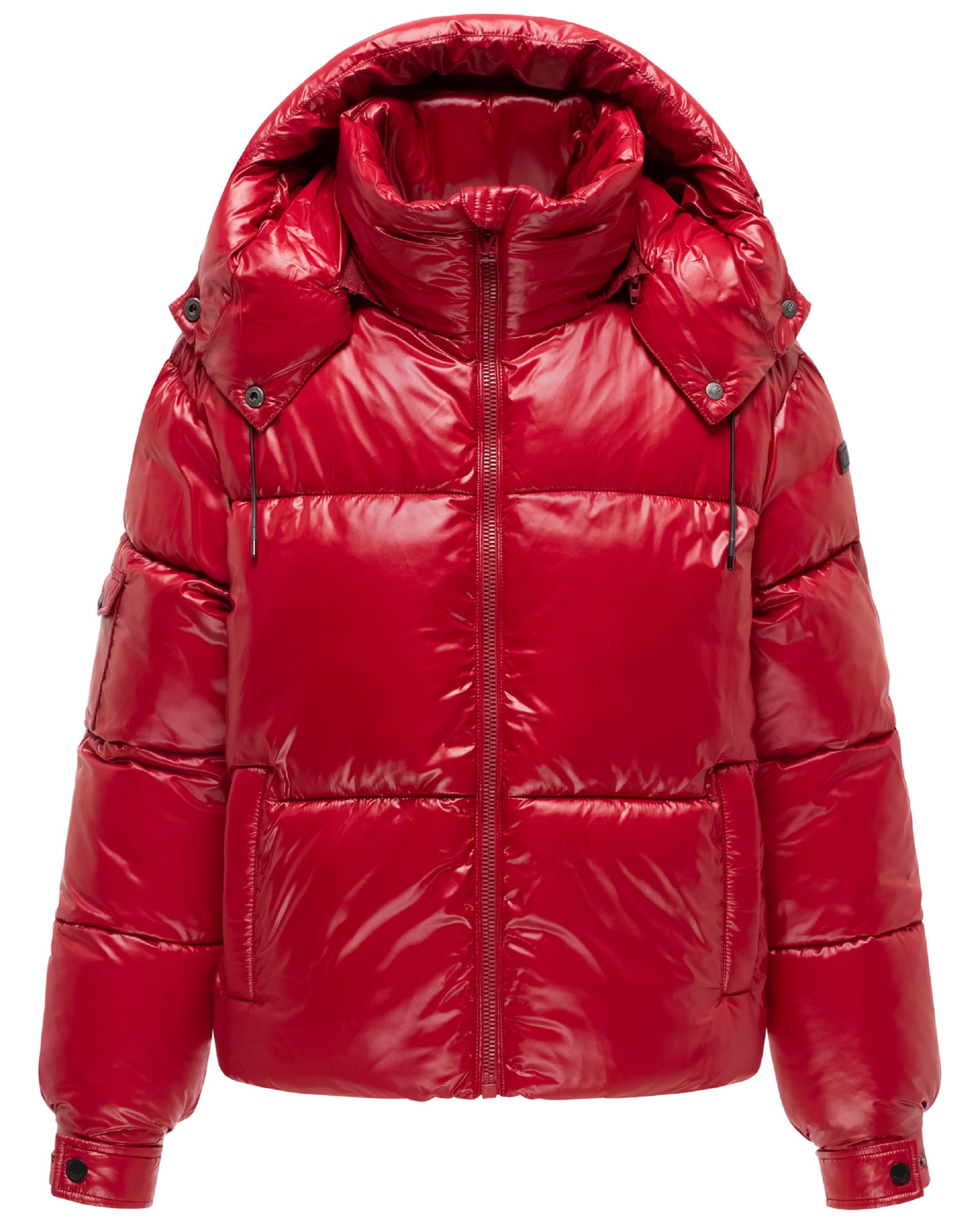 Matt schimmernde Steppjacke mit abnehmbarer Kapuze "Glimini 16" Deep Red