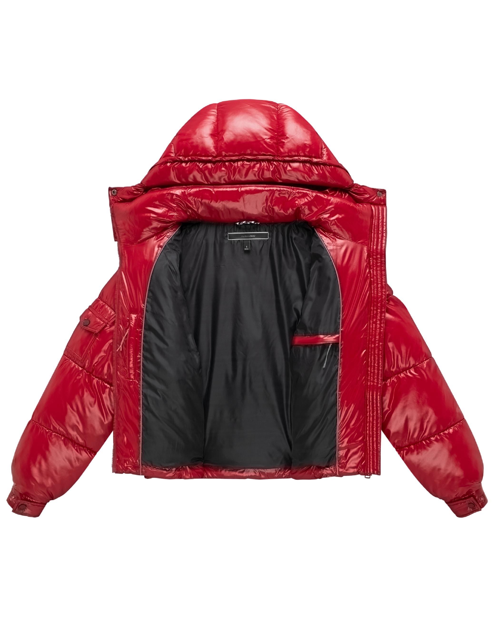 Matt schimmernde Steppjacke mit abnehmbarer Kapuze "Glimini 16" Deep Red