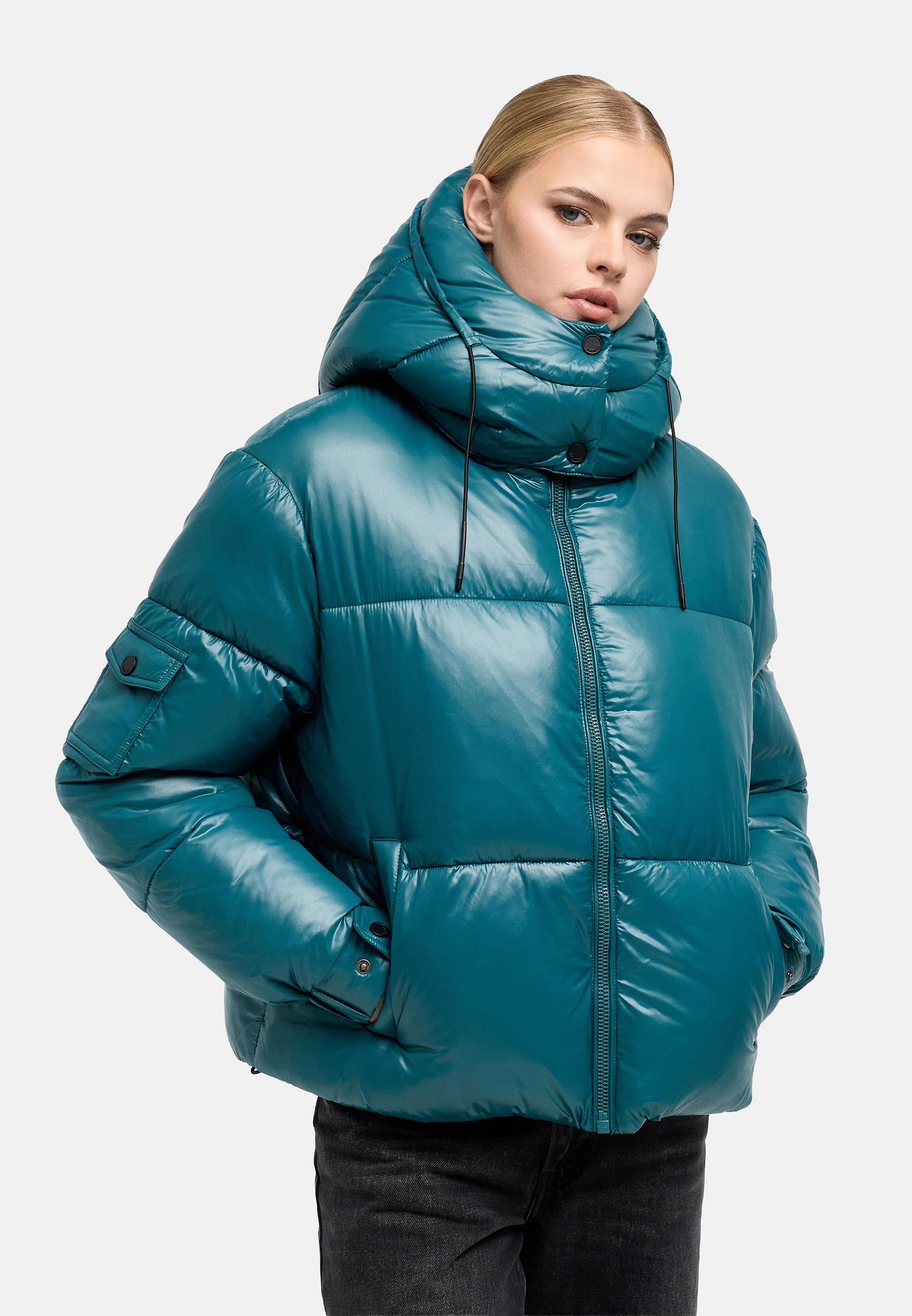 Matt schimmernde Steppjacke mit abnehmbarer Kapuze "Glimini 16" Ocean Green
