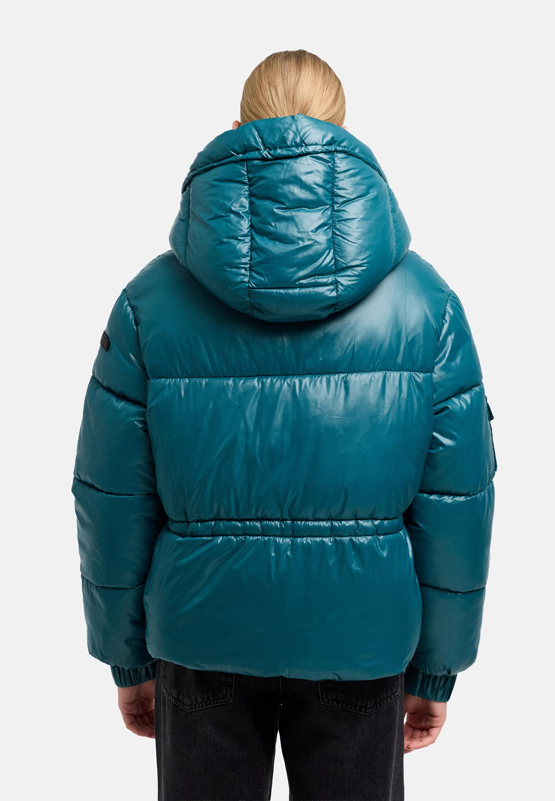 Matt schimmernde Steppjacke mit abnehmbarer Kapuze "Glimini 16" Ocean Green