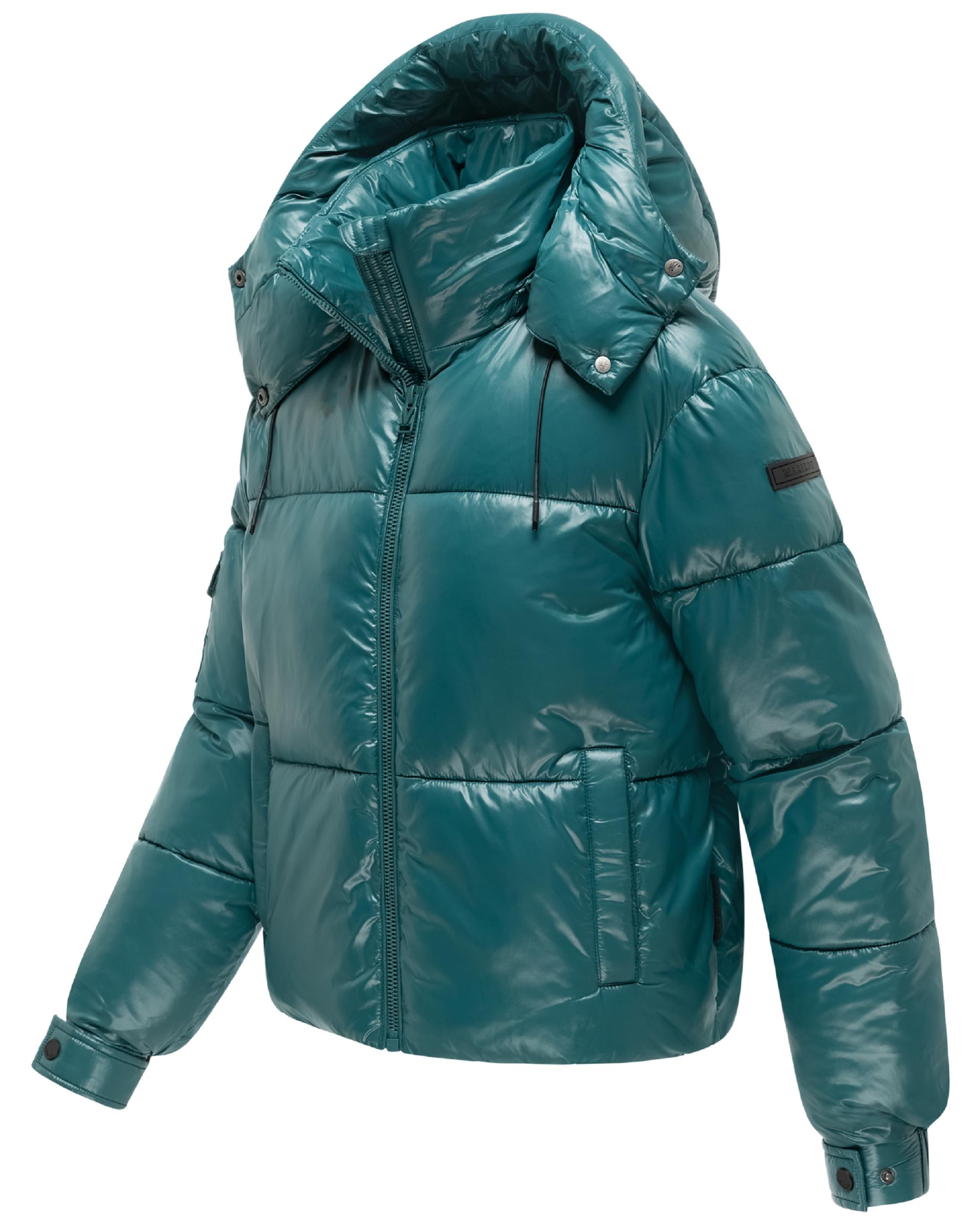 Matt schimmernde Steppjacke mit abnehmbarer Kapuze "Glimini 16" Ocean Green