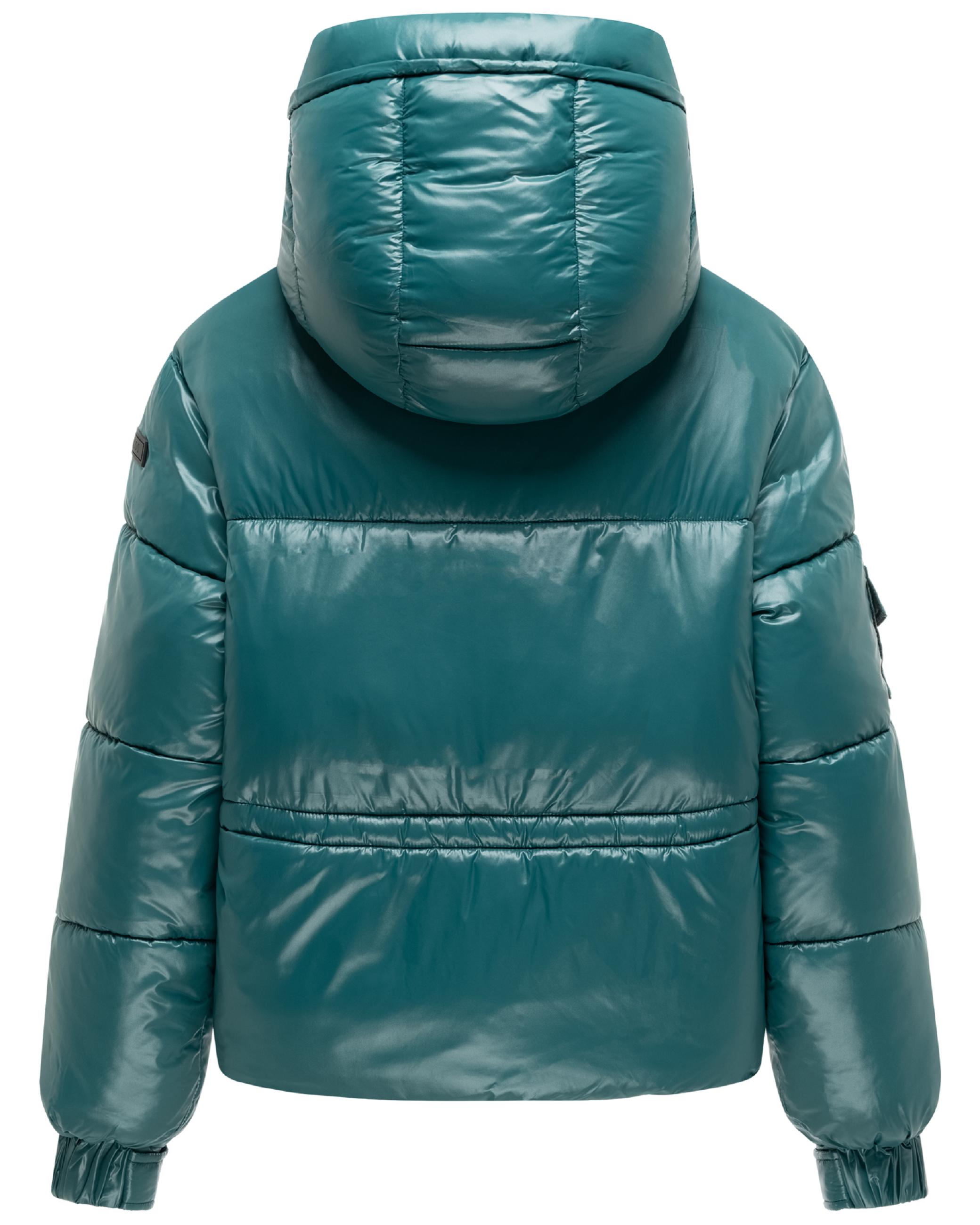Matt schimmernde Steppjacke mit abnehmbarer Kapuze "Glimini 16" Ocean Green