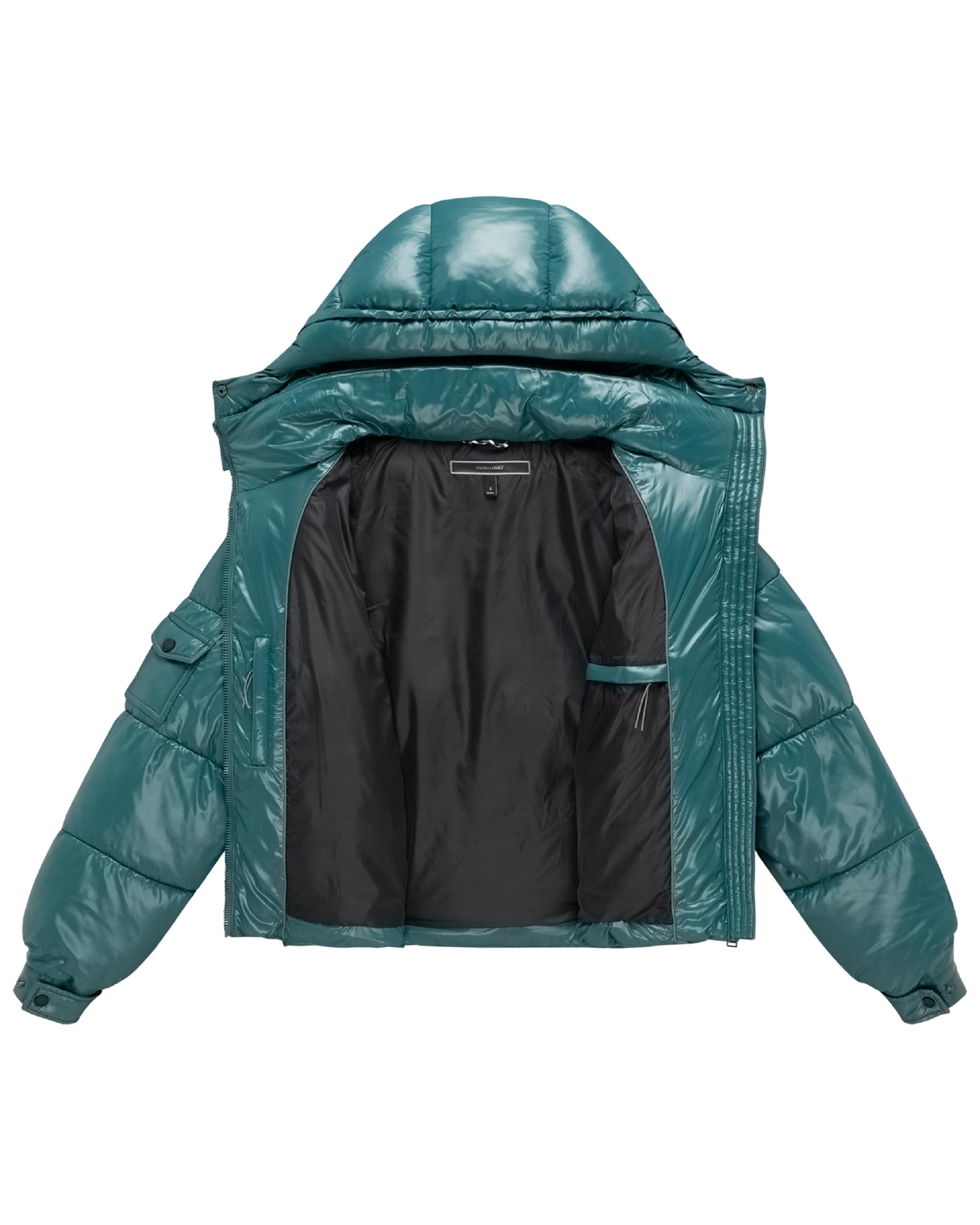 Matt schimmernde Steppjacke mit abnehmbarer Kapuze "Glimini 16" Ocean Green