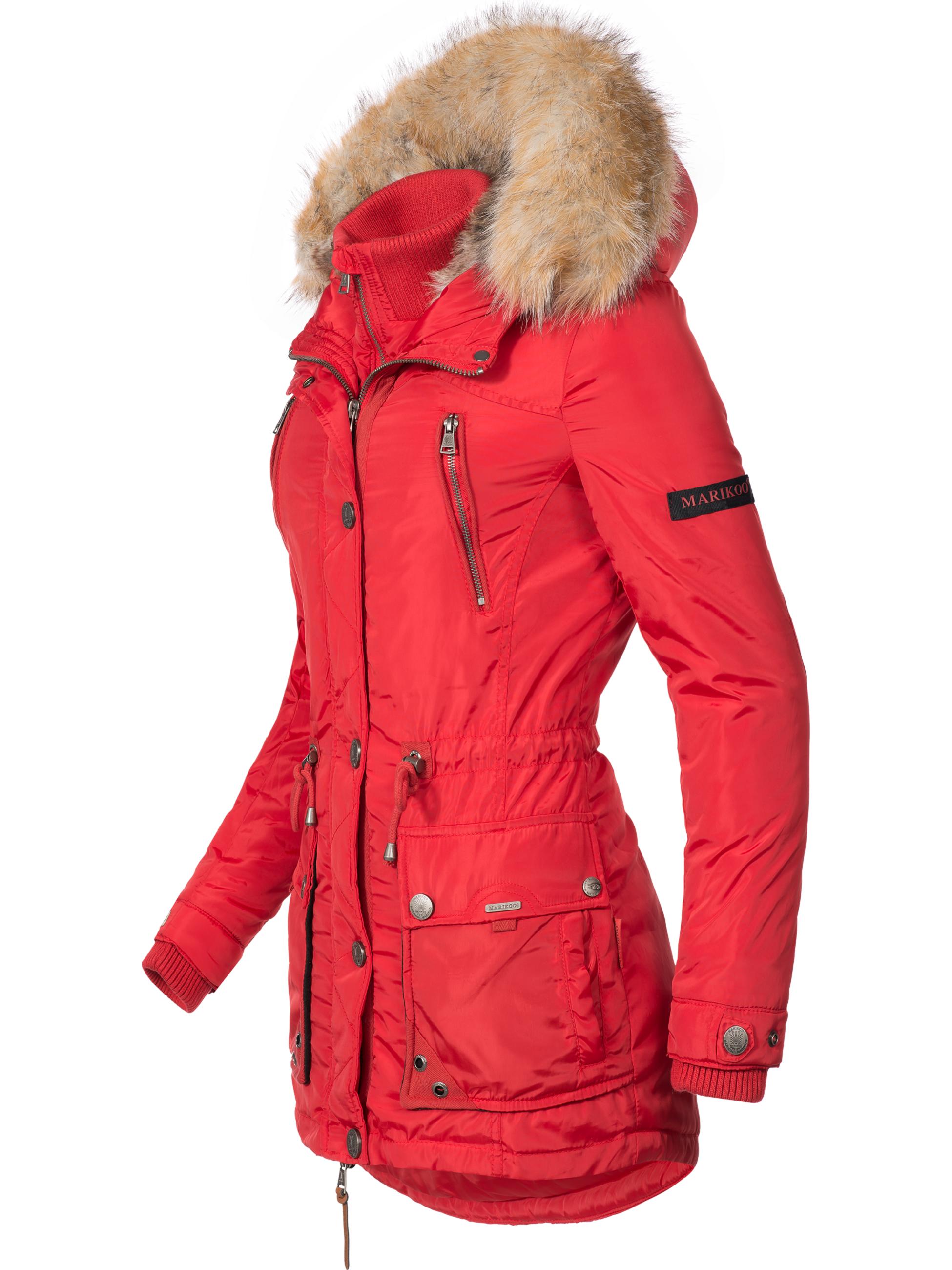 Winterparka mit abnehmbarem Kunstfell "Grinsekatze" Rot