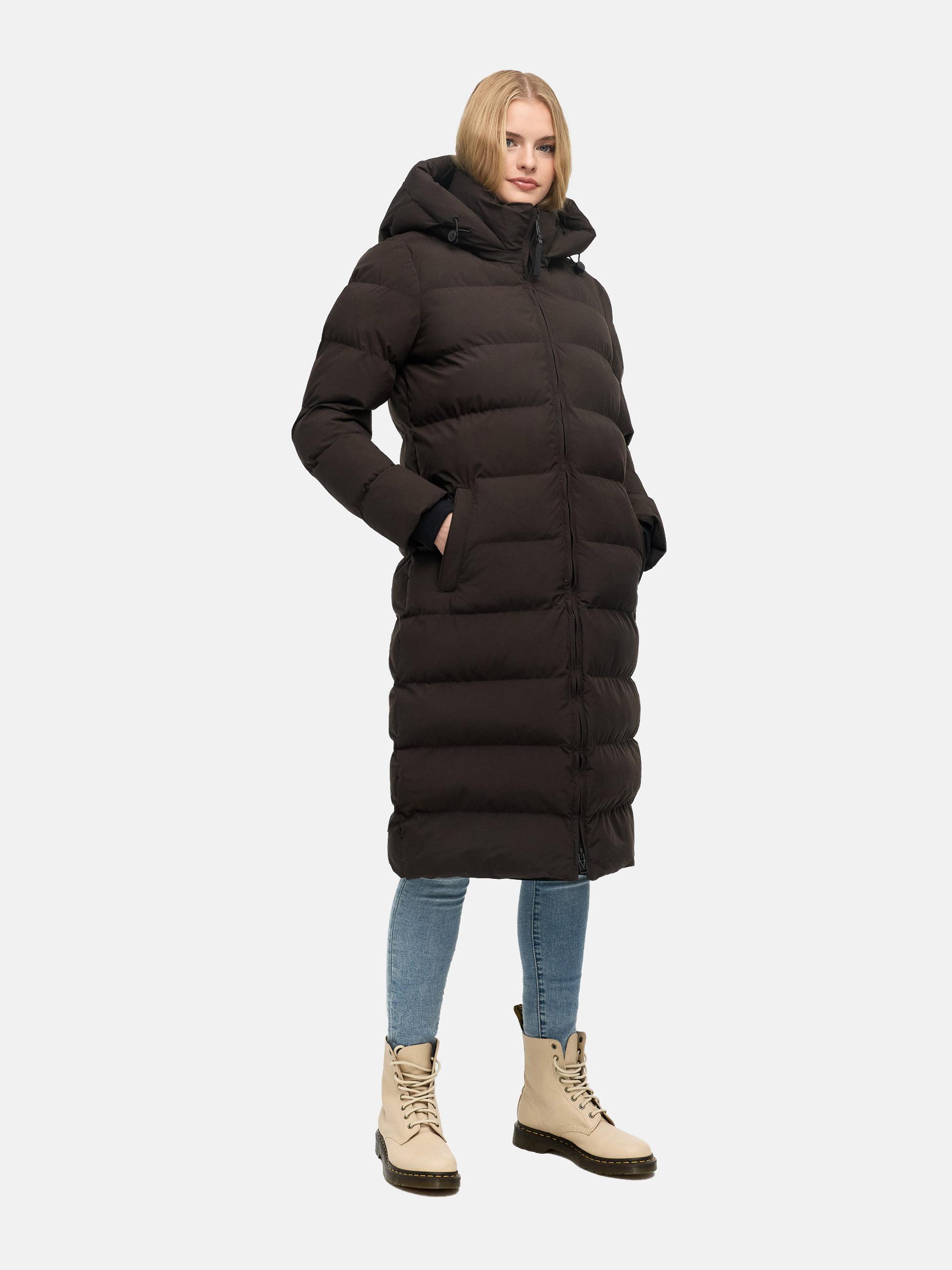Langer Winter Steppmantel "Harukaa 16" Choco