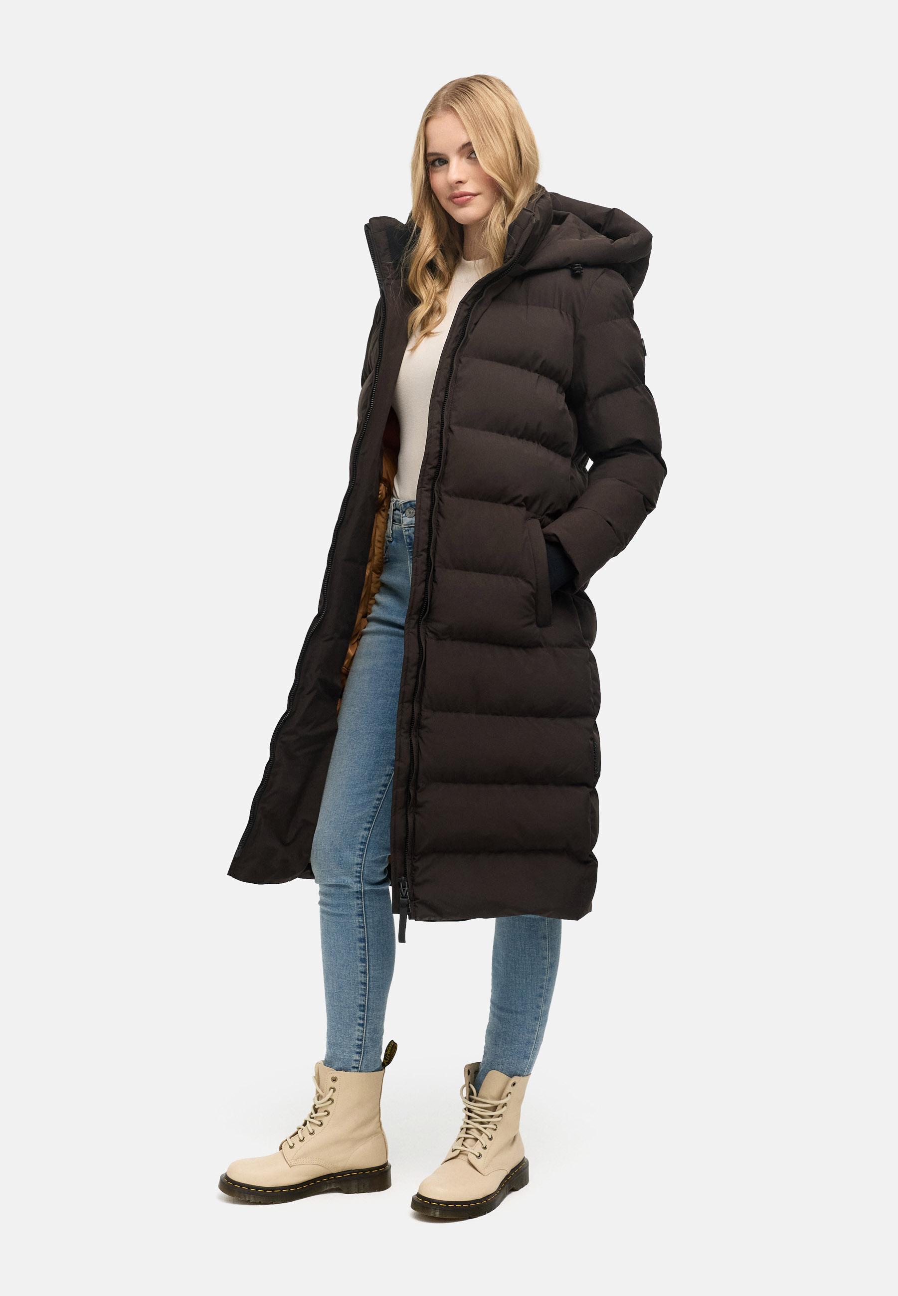 Langer Winter Steppmantel "Harukaa 16" Choco