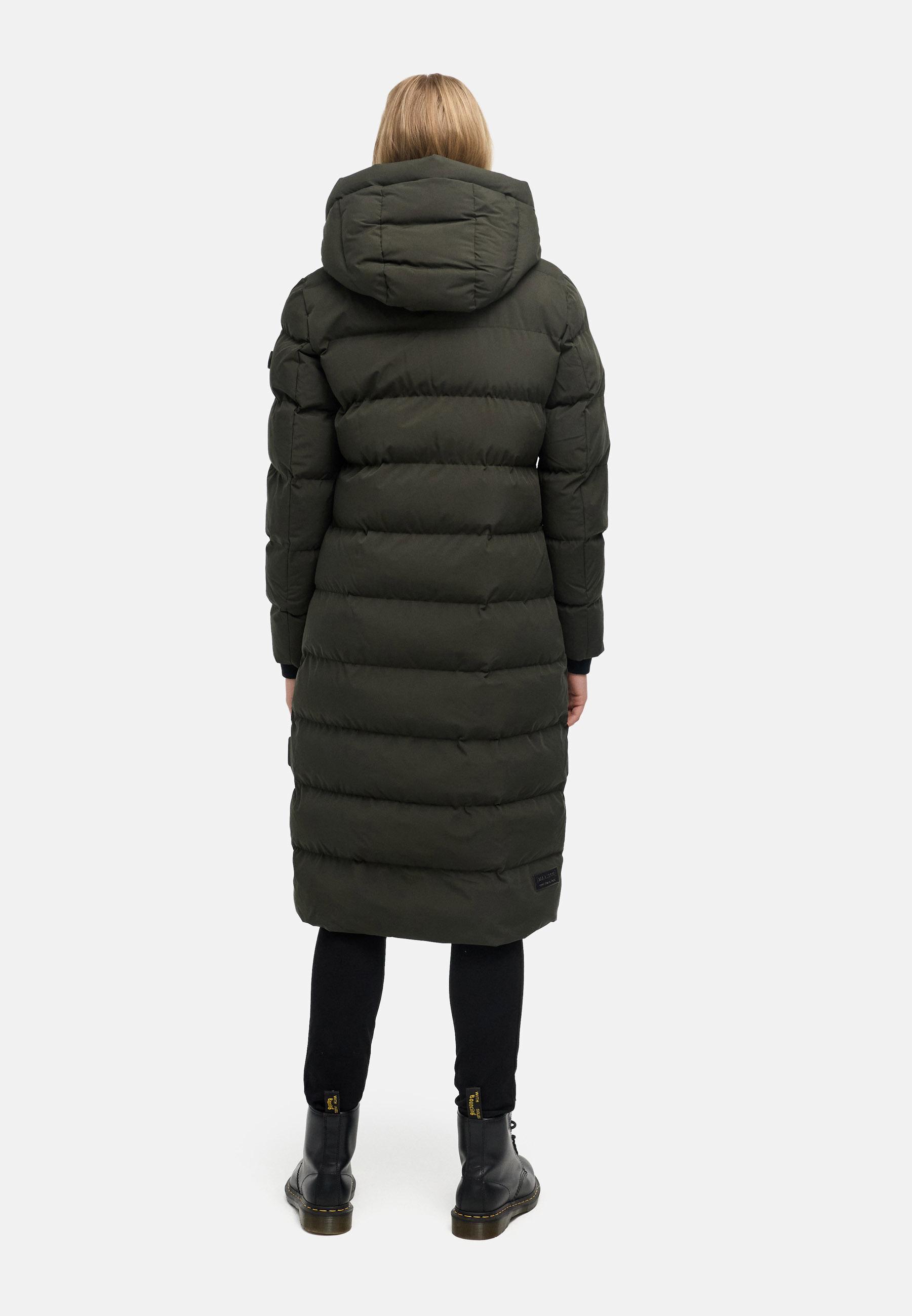 Langer Winter Steppmantel "Harukaa 16" Dark Olive