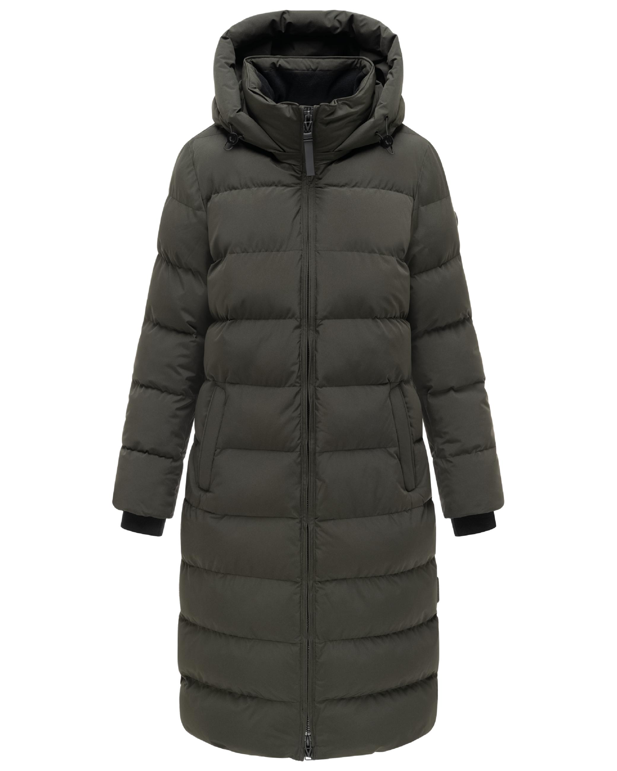 Langer Winter Steppmantel "Harukaa 16" Dark Olive