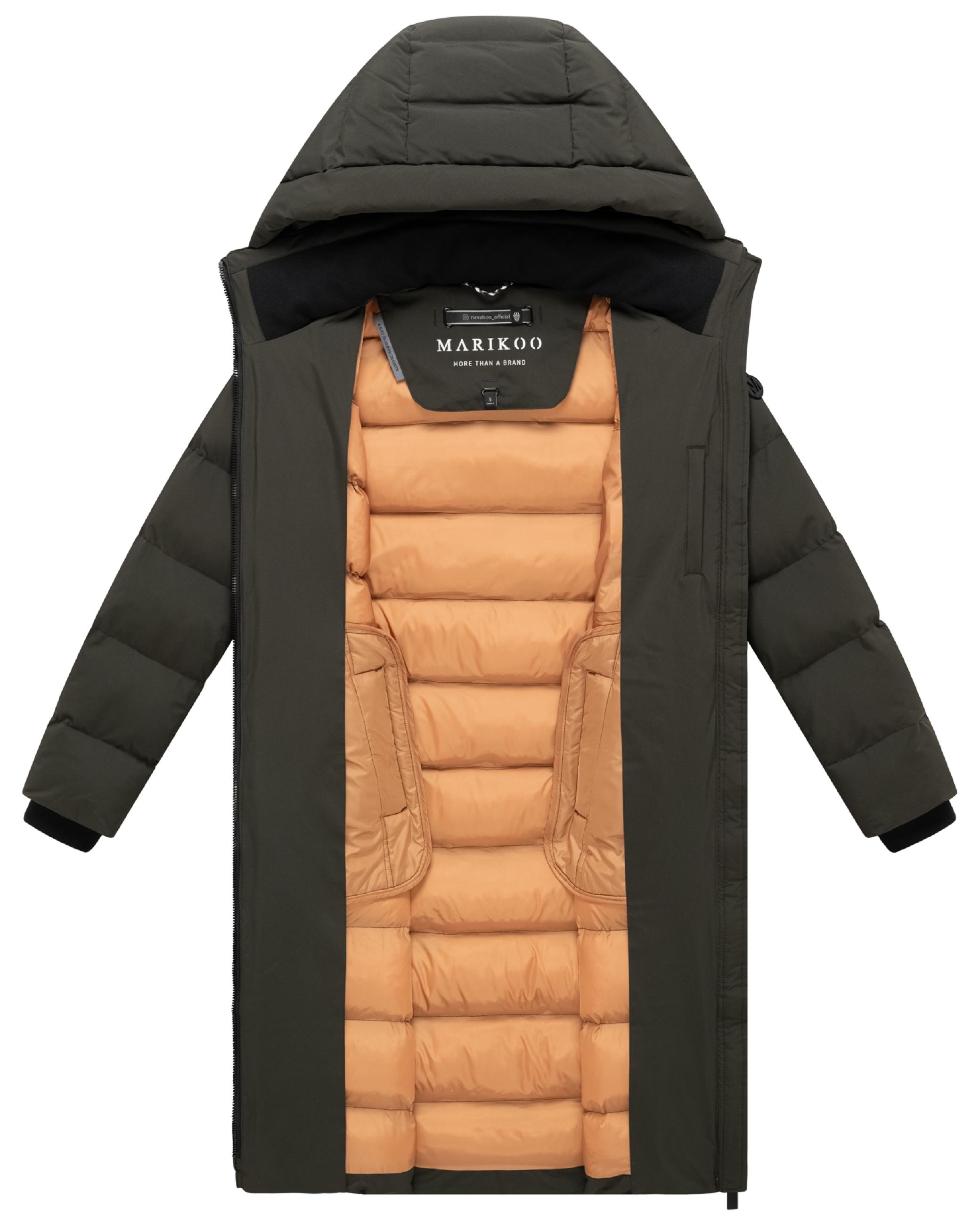 Langer Winter Steppmantel "Harukaa 16" Dark Olive