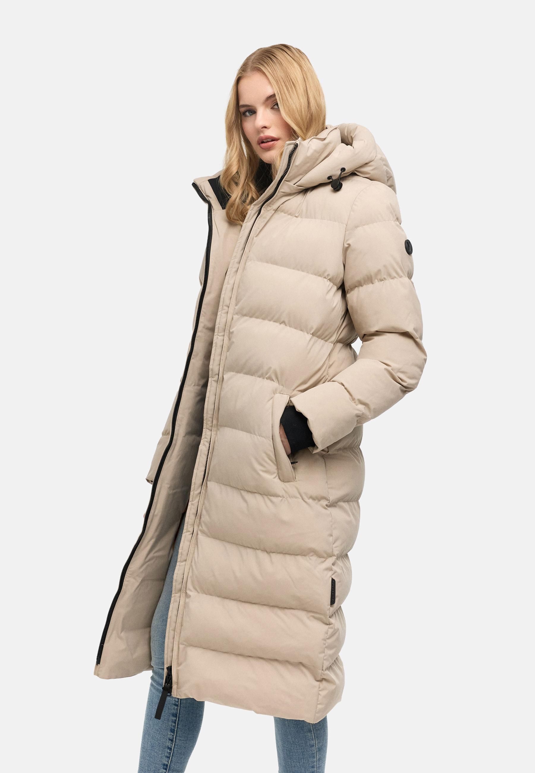Langer Winter Steppmantel "Harukaa 16" Light Taupe