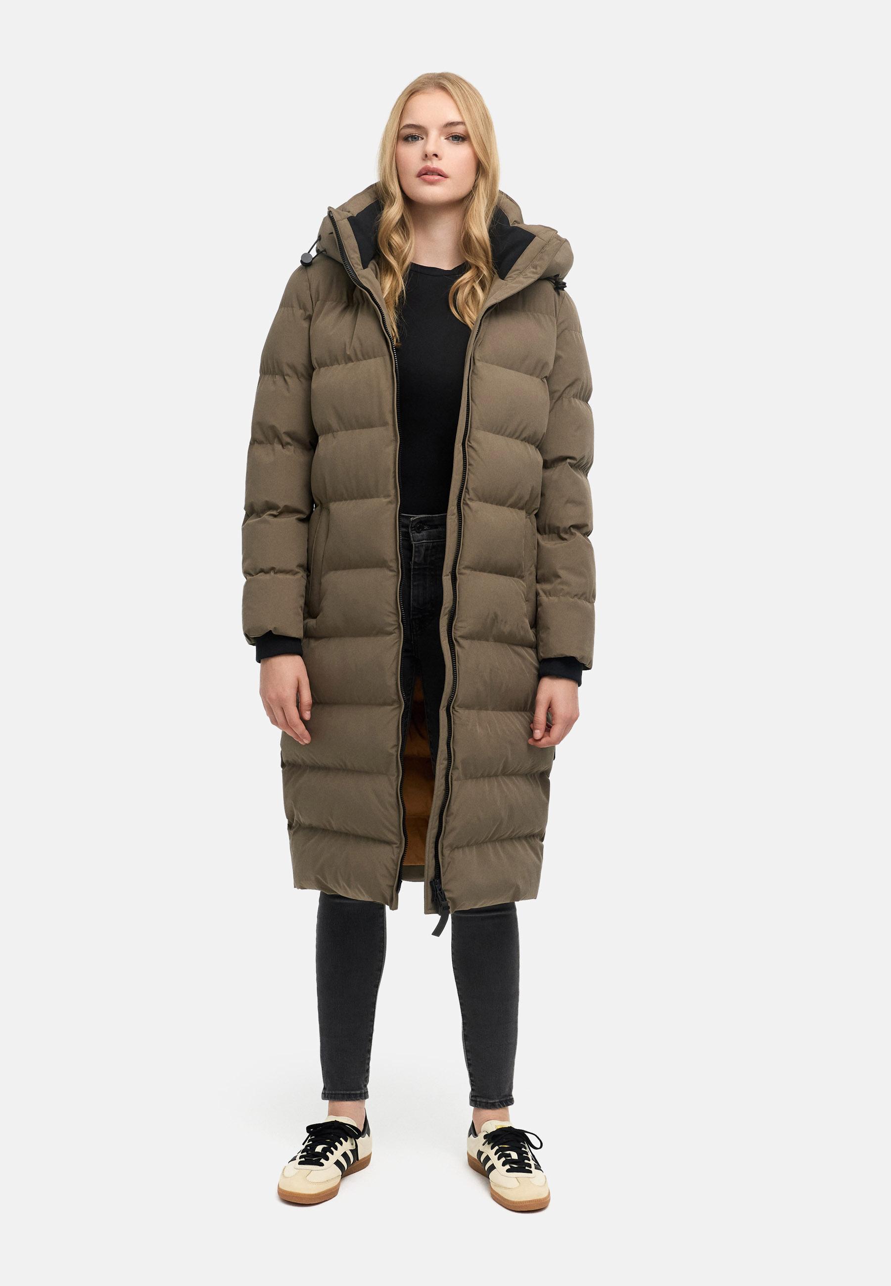 Langer Winter Steppmantel "Harukaa 16" Stone Brown