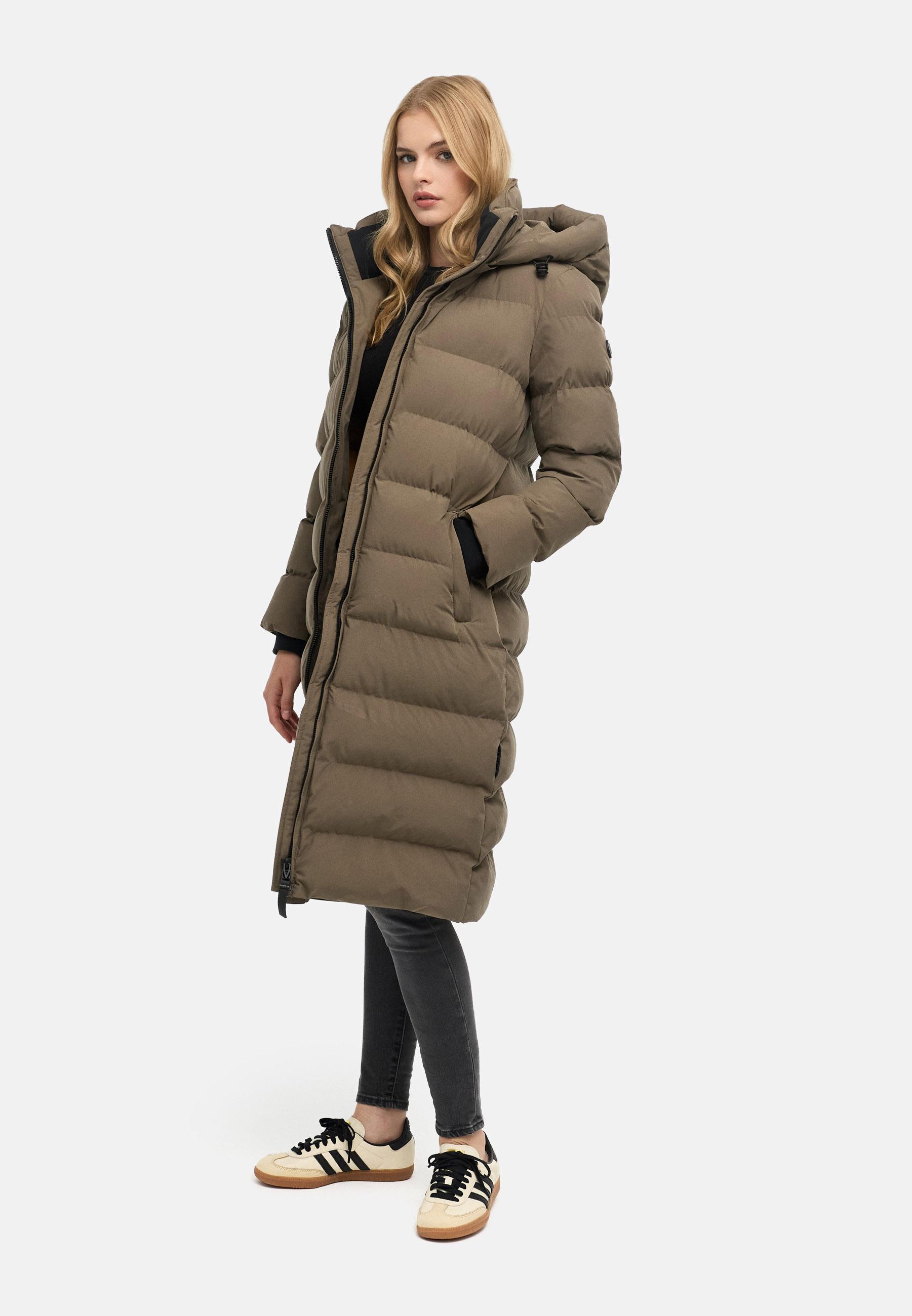 Langer Winter Steppmantel "Harukaa 16" Stone Brown