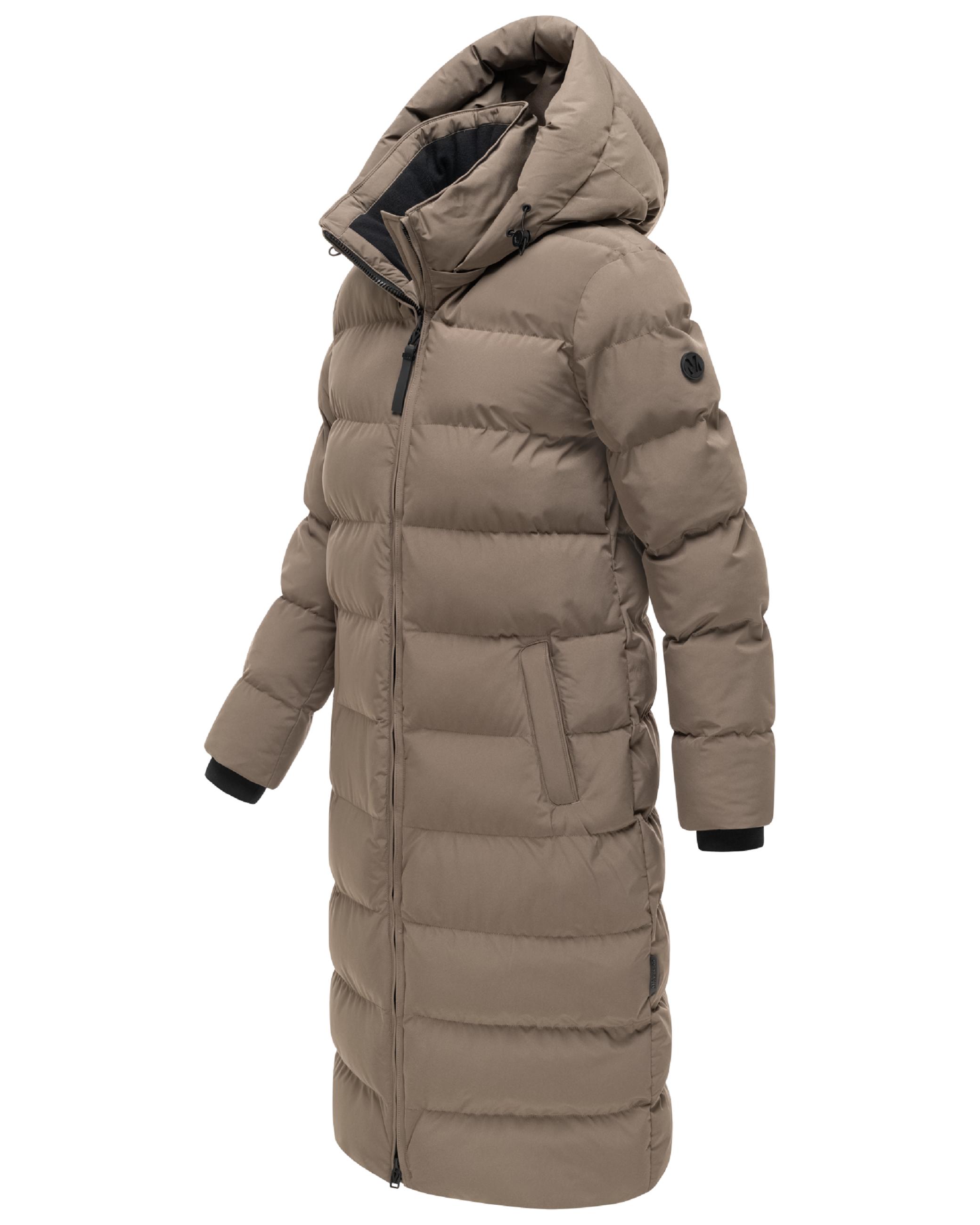 Langer Winter Steppmantel "Harukaa 16" Stone Brown