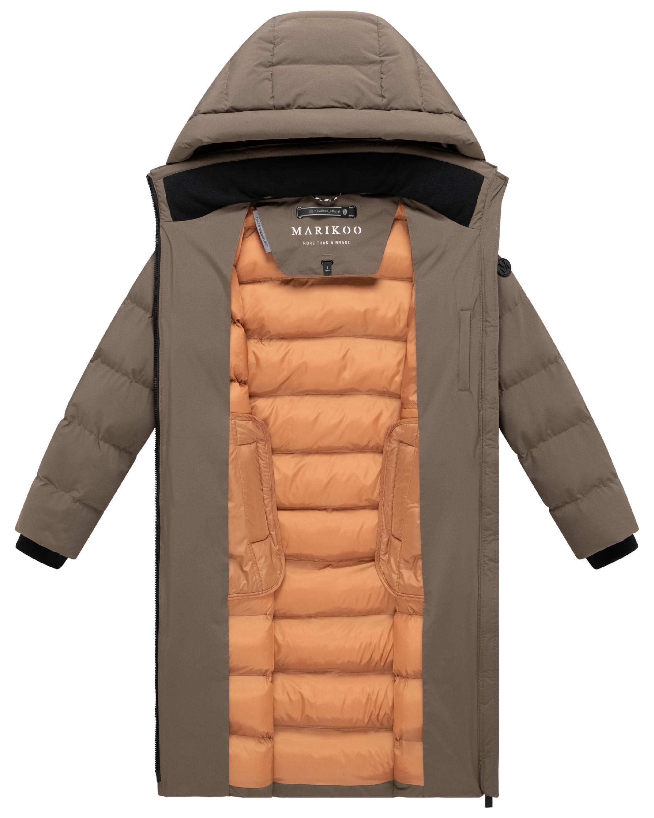 Langer Winter Steppmantel "Harukaa 16" Stone Brown