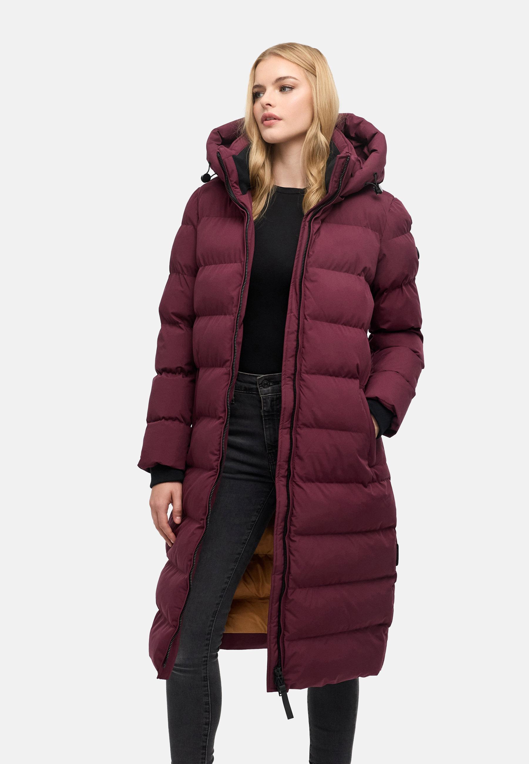 Langer Winter Steppmantel "Harukaa 16" Wine