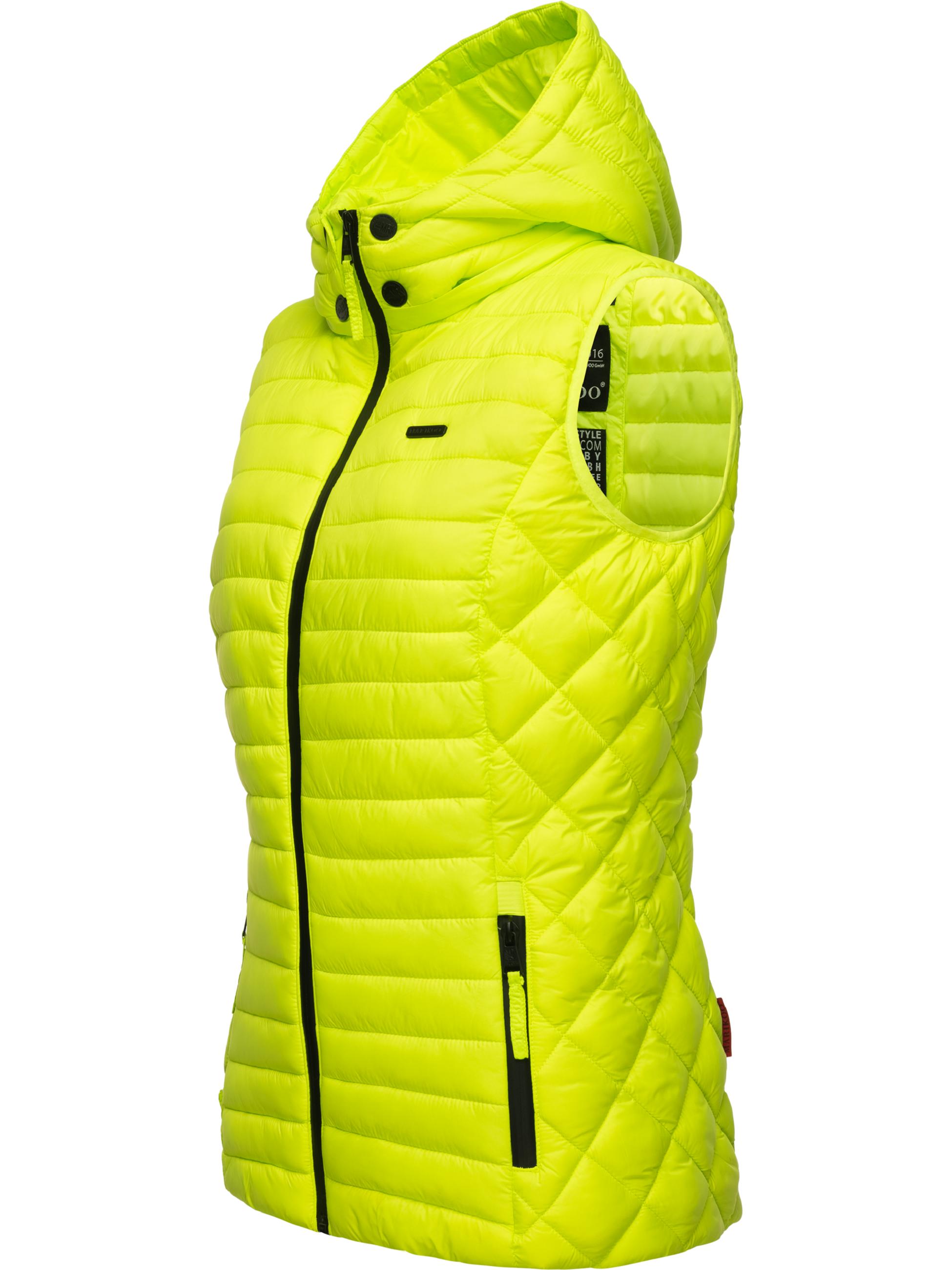 Leichte Steppweste mit abnehmbarer Kapuze "Hasenpfote" Neon Green