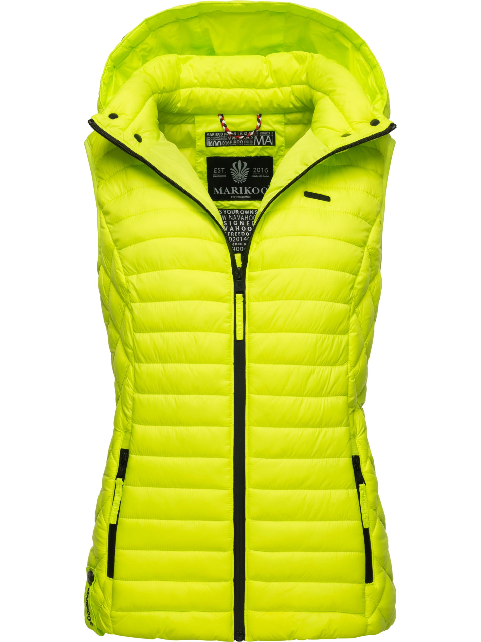 Leichte Steppweste mit abnehmbarer Kapuze "Hasenpfote" Neon Green