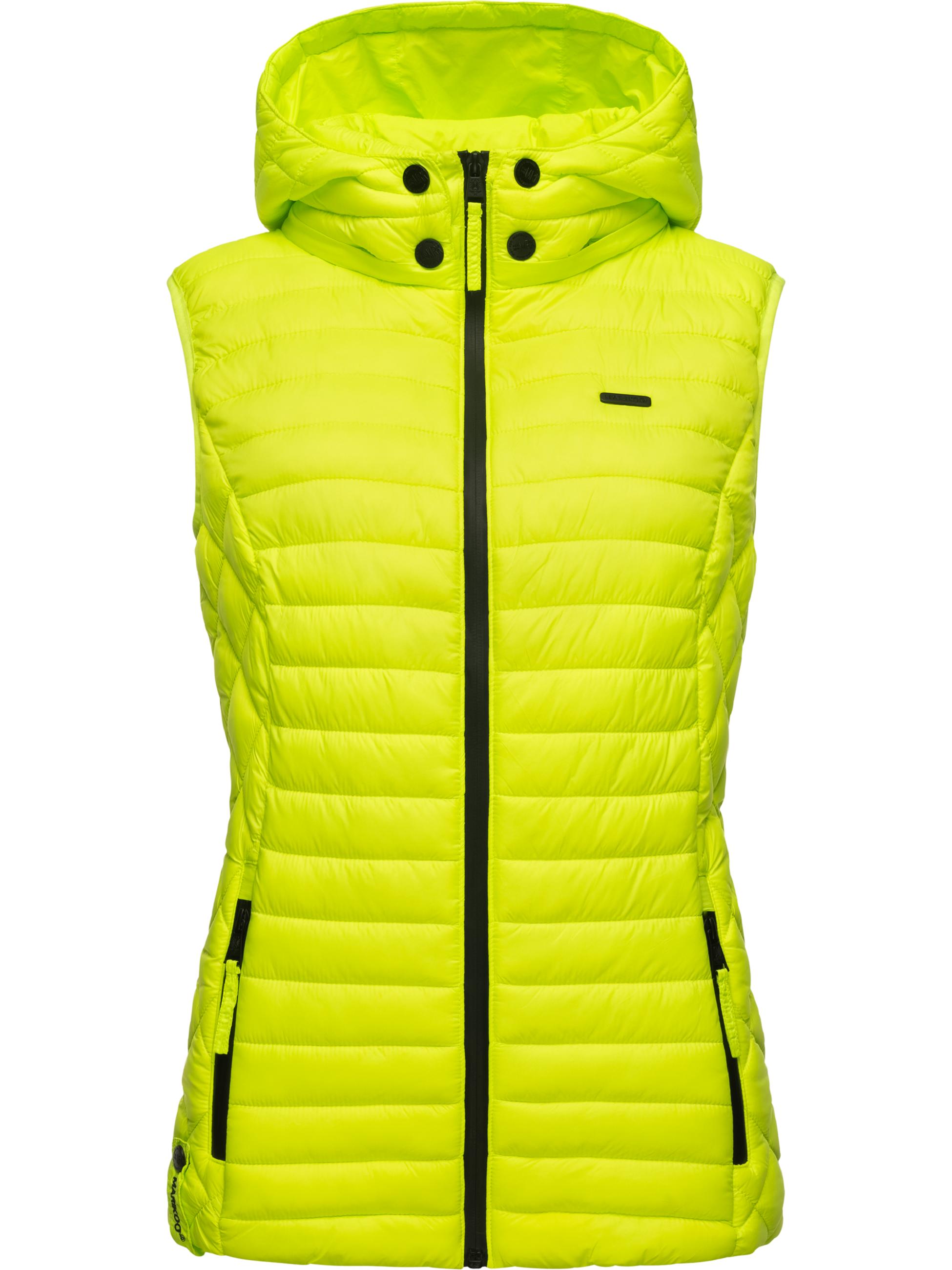 Leichte Steppweste mit abnehmbarer Kapuze "Hasenpfote" Neon Green