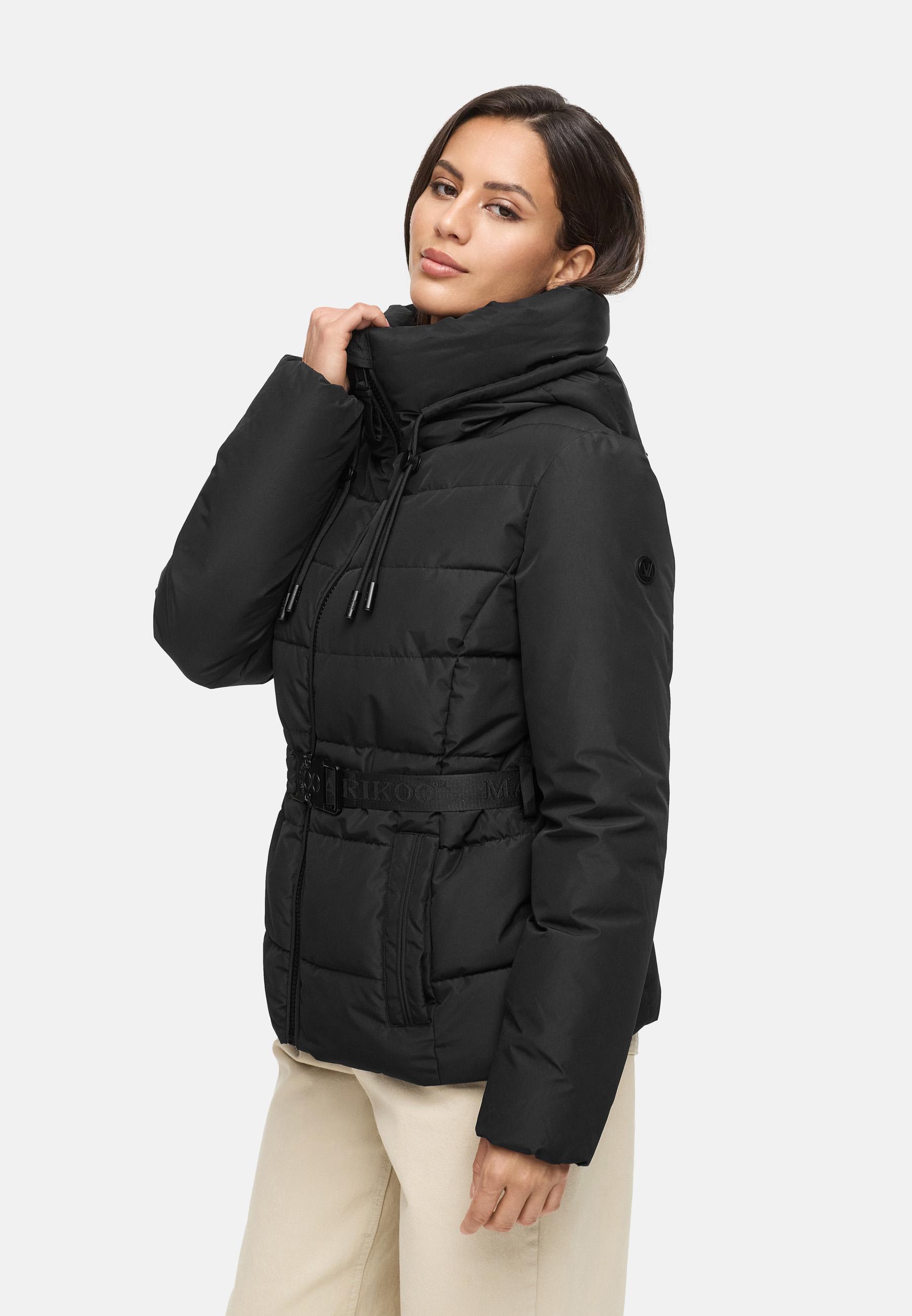 Winter Steppjacke mit Taillengürtel "Himee16" Black