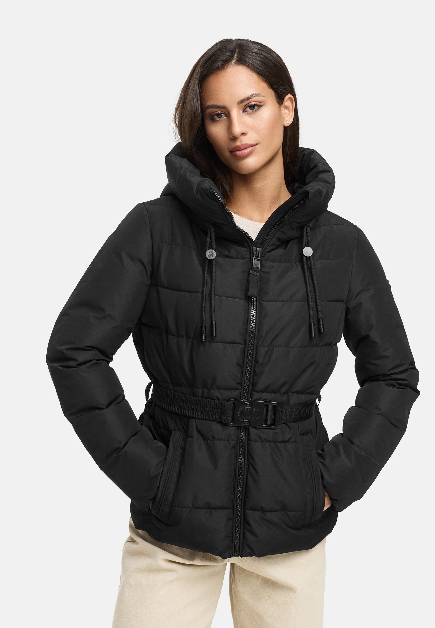 Winter Steppjacke mit Taillengürtel "Himee16" Black