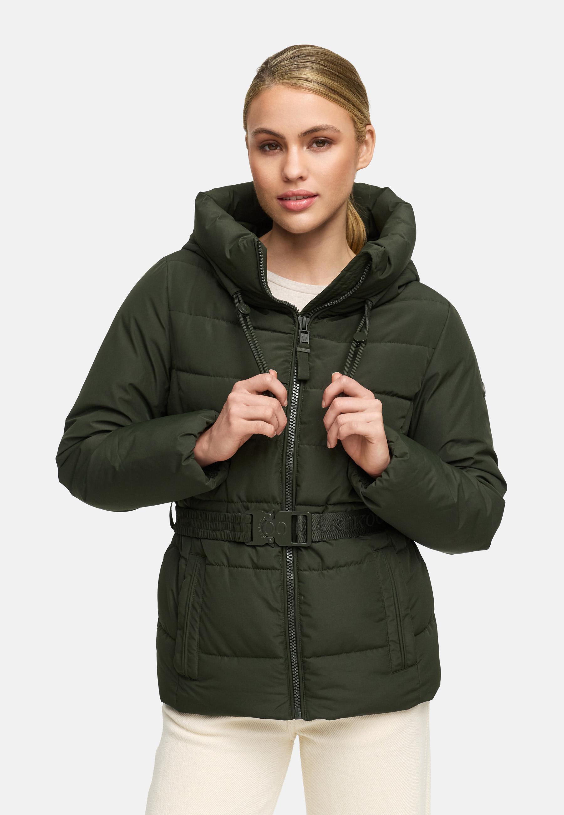 Winter Steppjacke mit Taillengürtel "Himee16" Dark Olive