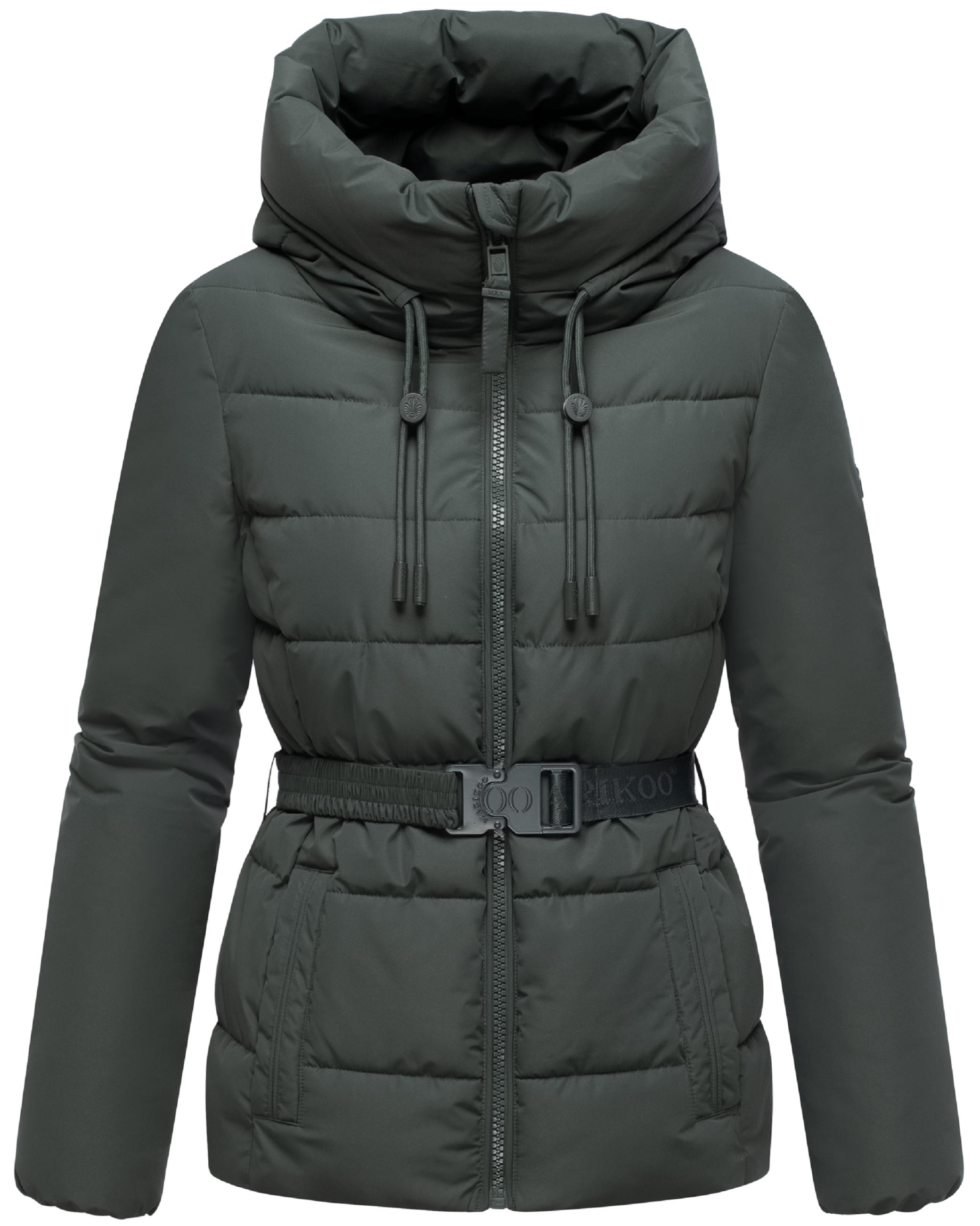 Winter Steppjacke mit Taillengürtel "Himee16" Stone Green