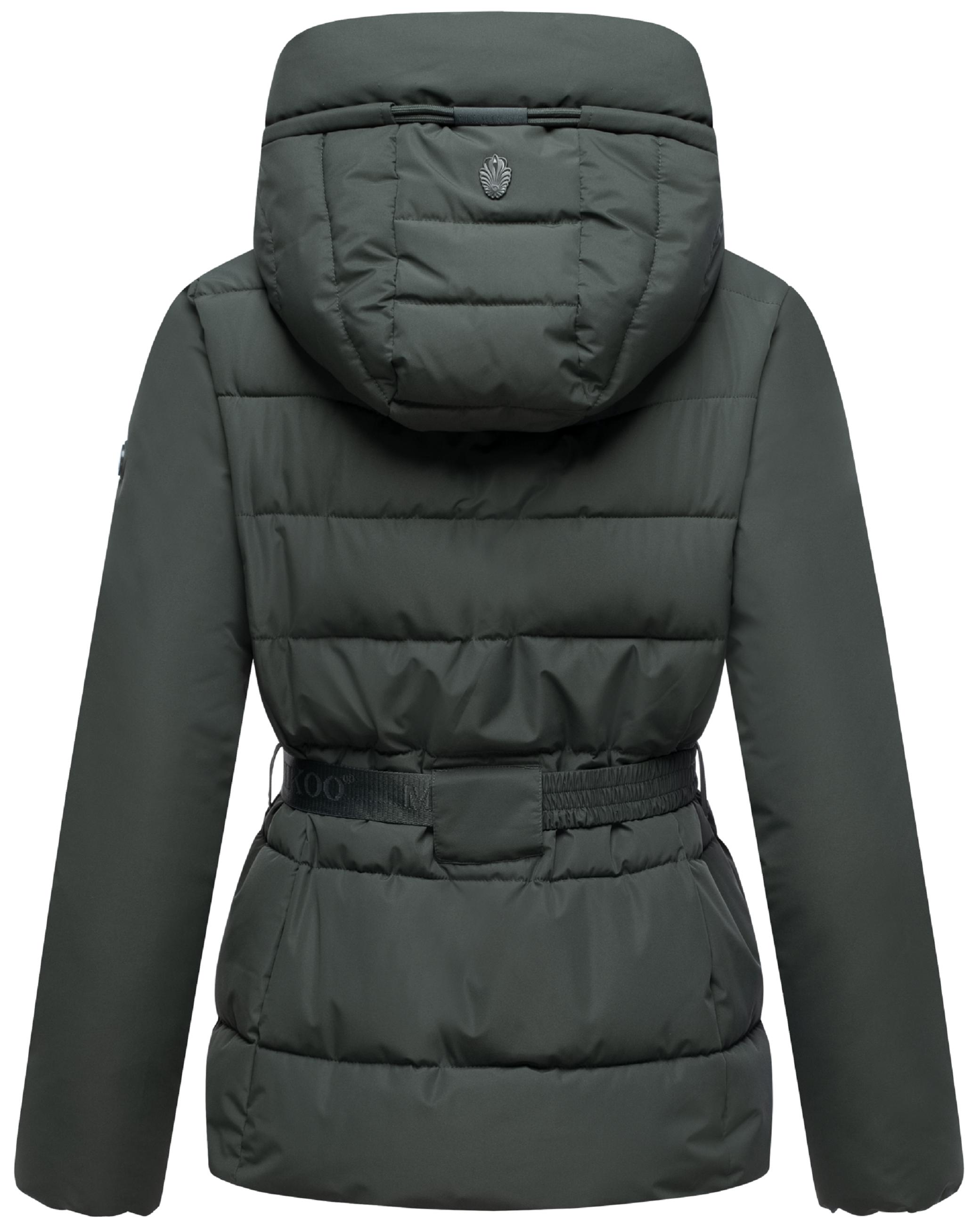 Winter Steppjacke mit Taillengürtel "Himee16" Stone Green