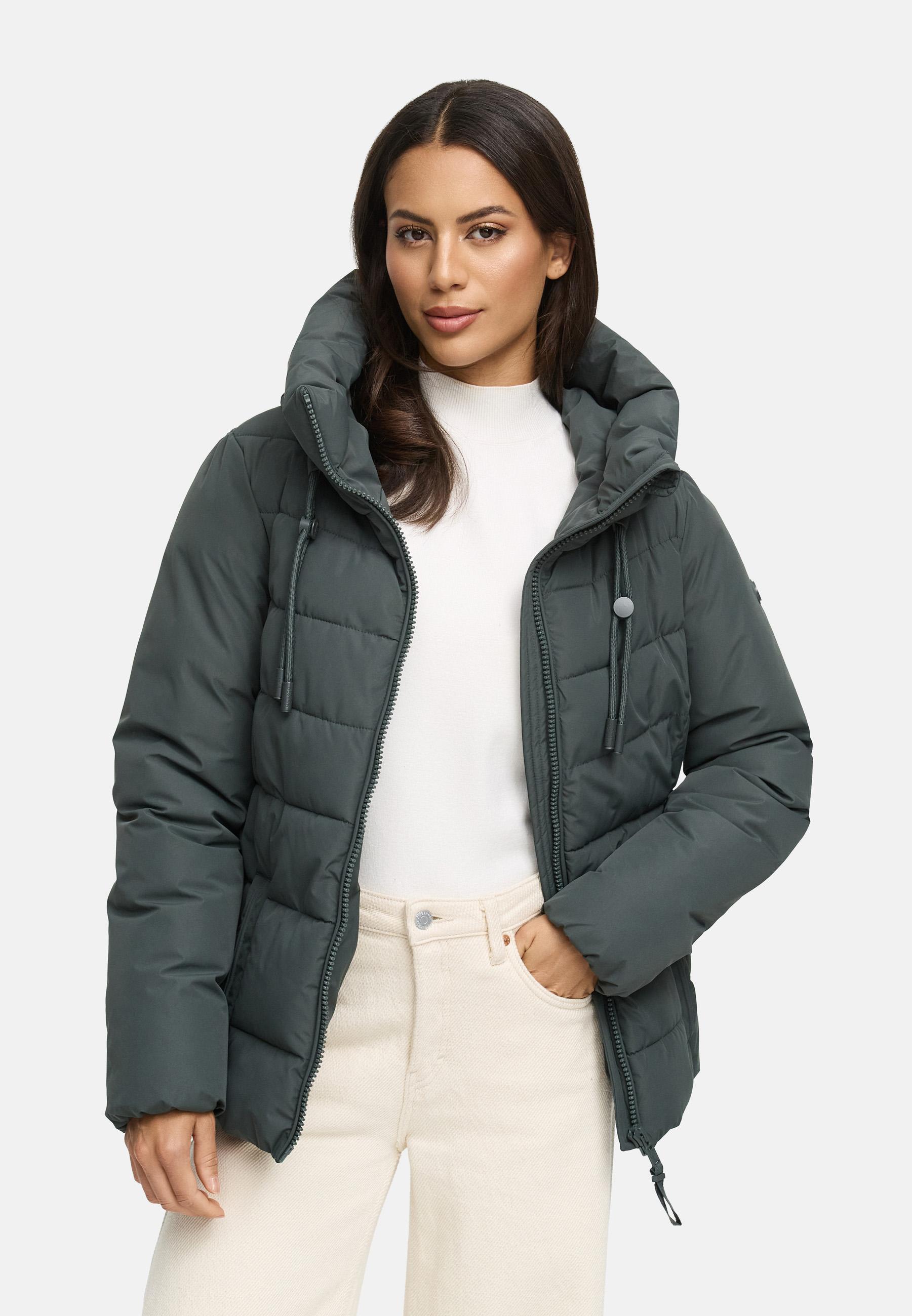 Winter Steppjacke mit Taillengürtel "Himee16" Stone Green