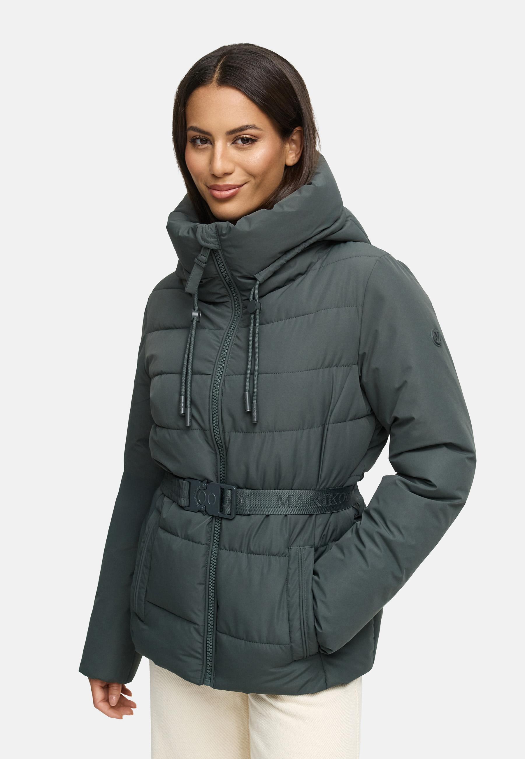 Winter Steppjacke mit Taillengürtel "Himee16" Stone Green
