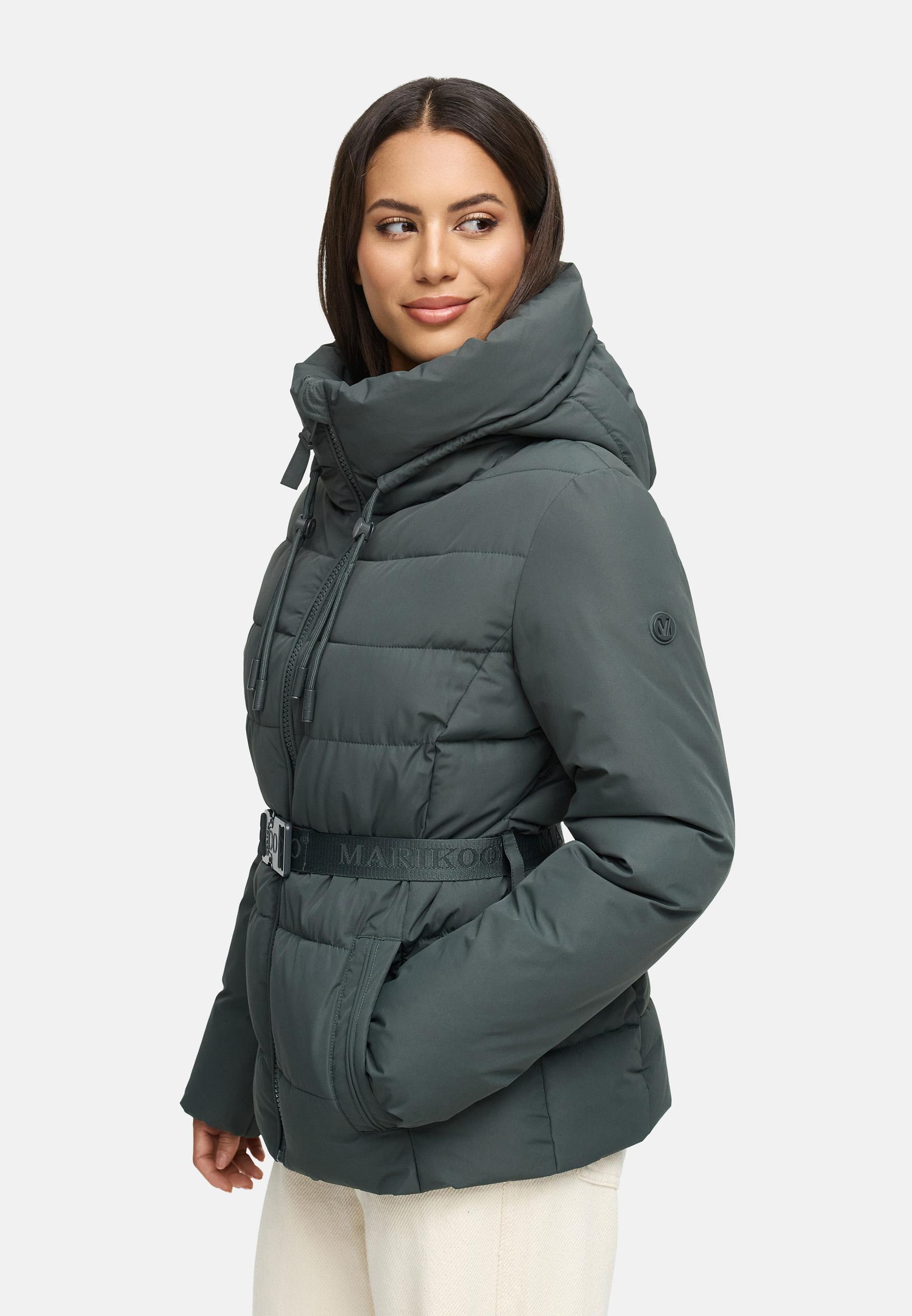 Winter Steppjacke mit Taillengürtel "Himee16" Stone Green