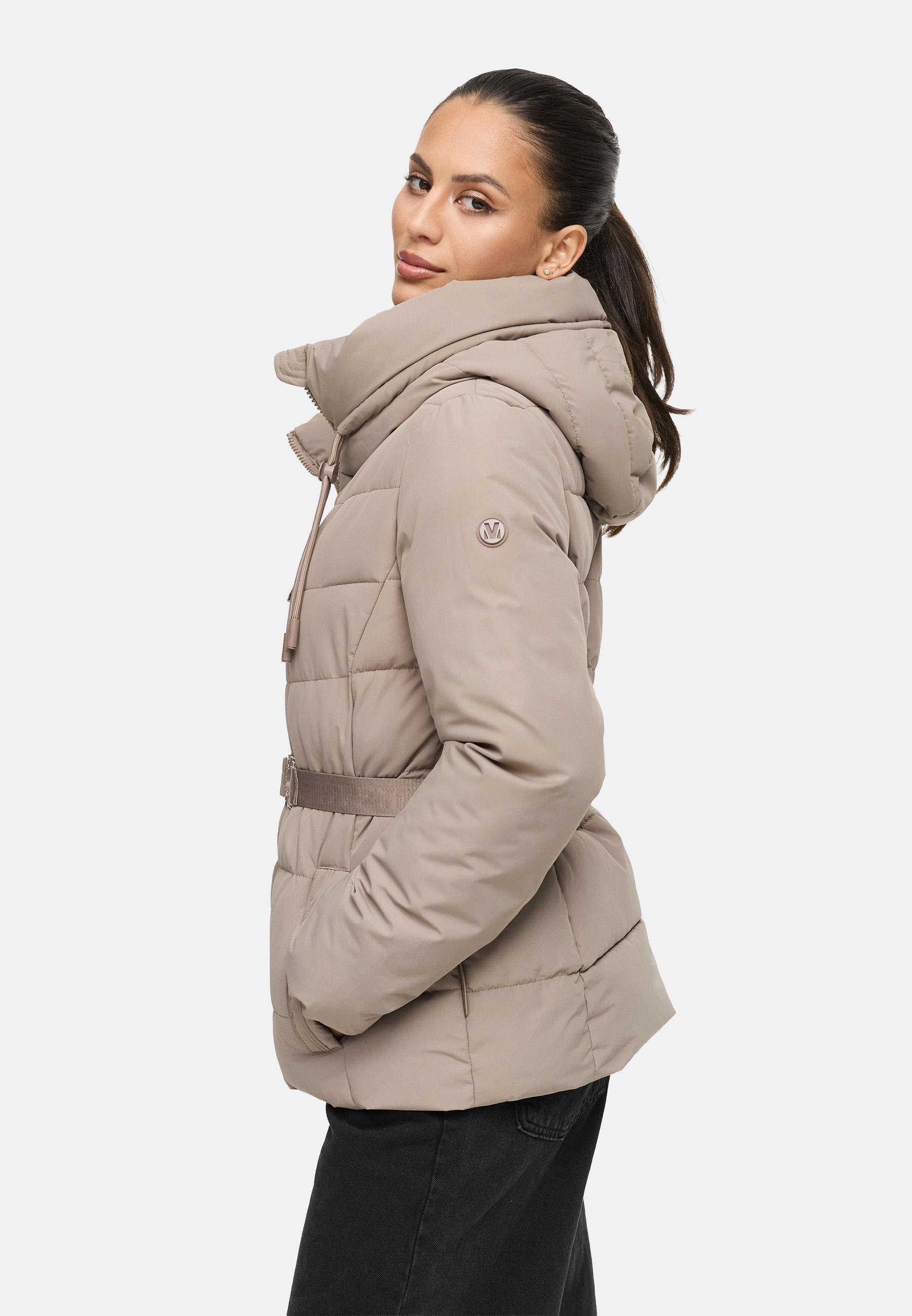 Winter Steppjacke mit Taillengürtel "Himee16" Taupe Grey