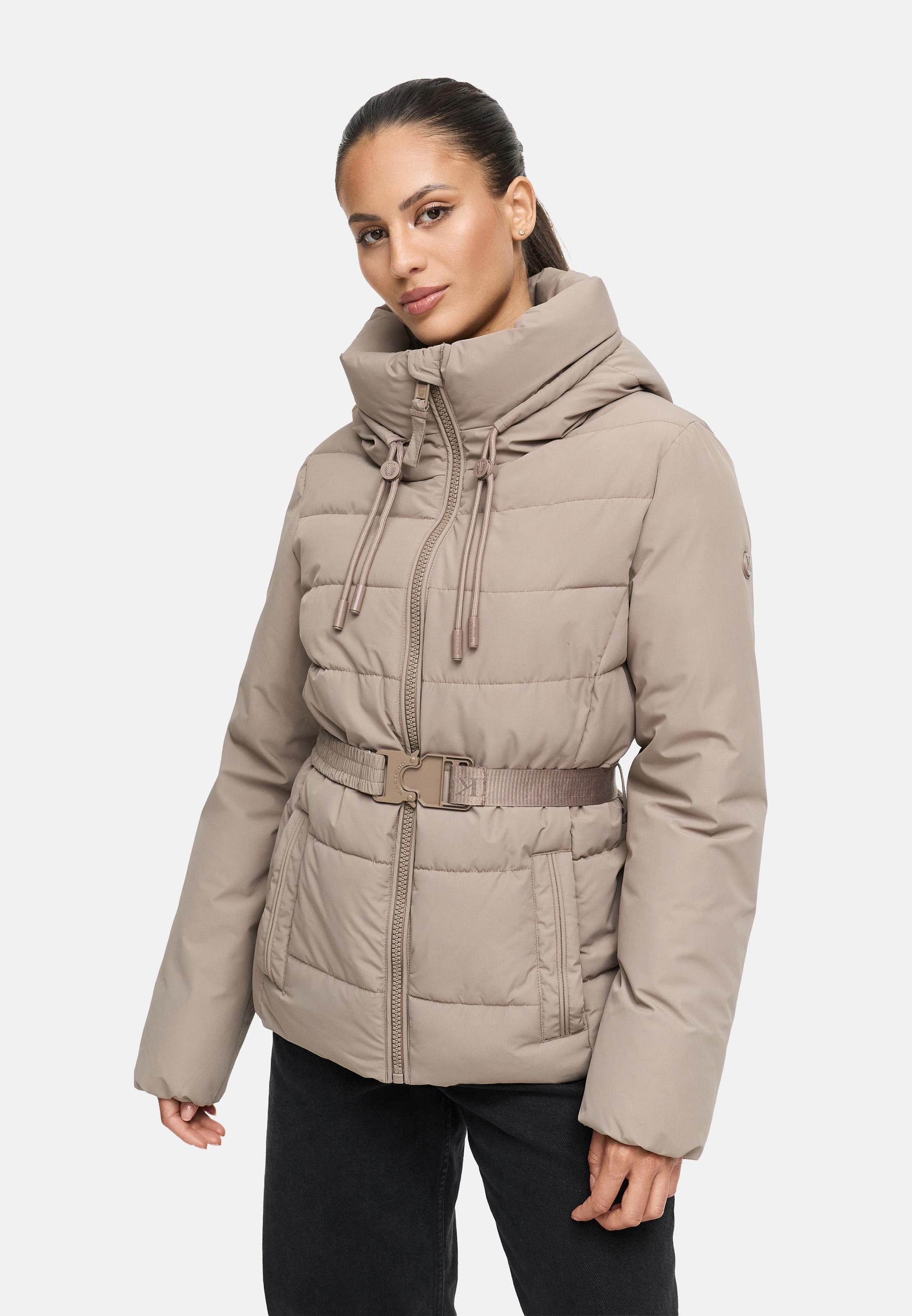 Winter Steppjacke mit Taillengürtel "Himee16" Taupe Grey