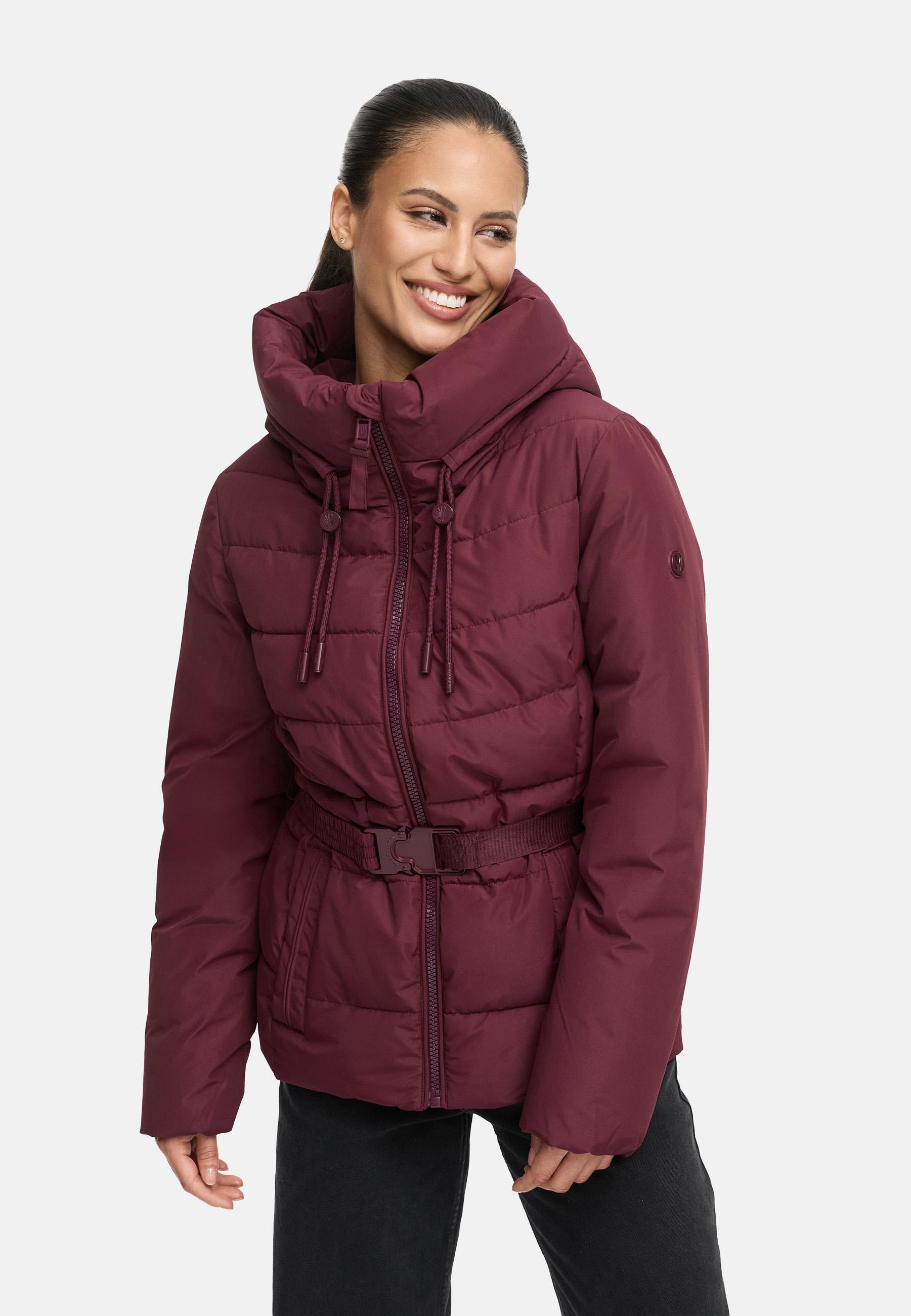 Winter Steppjacke mit Taillengürtel "Himee16" Wine