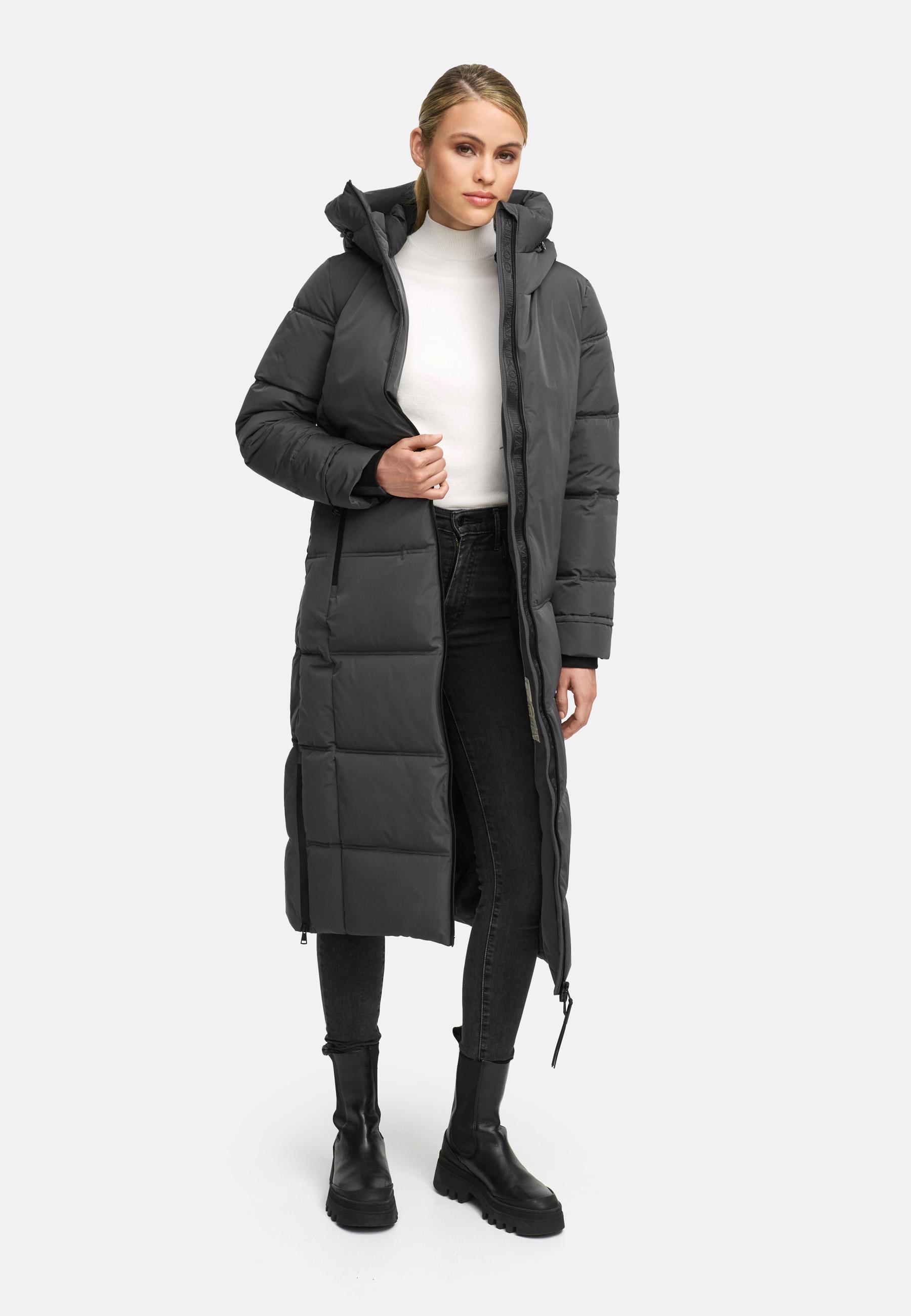 Winter Steppmantel mit Kapuze "Honiaa XVI" Anthracite