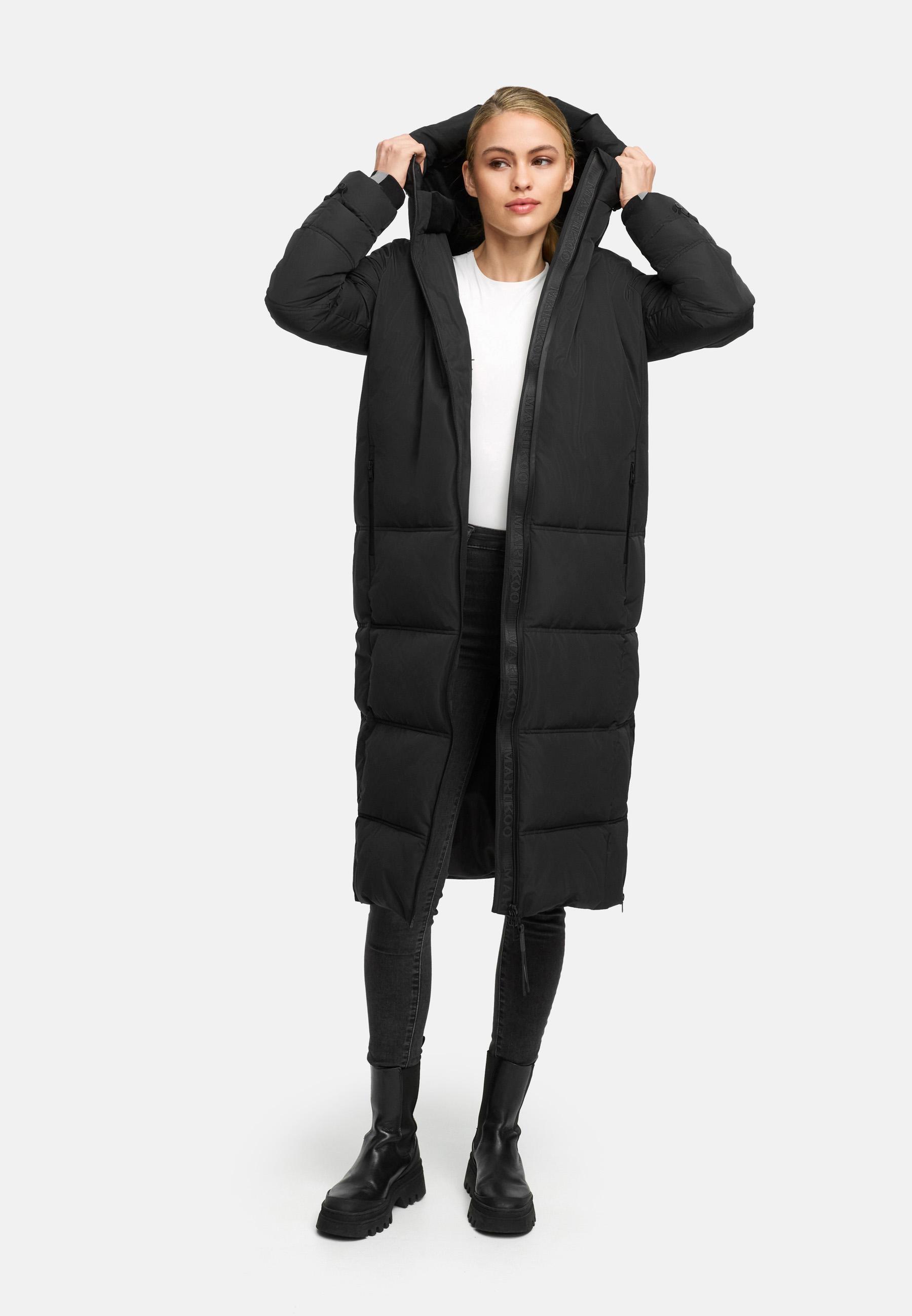 Winter Steppmantel mit Kapuze "Honiaa XVI" Black