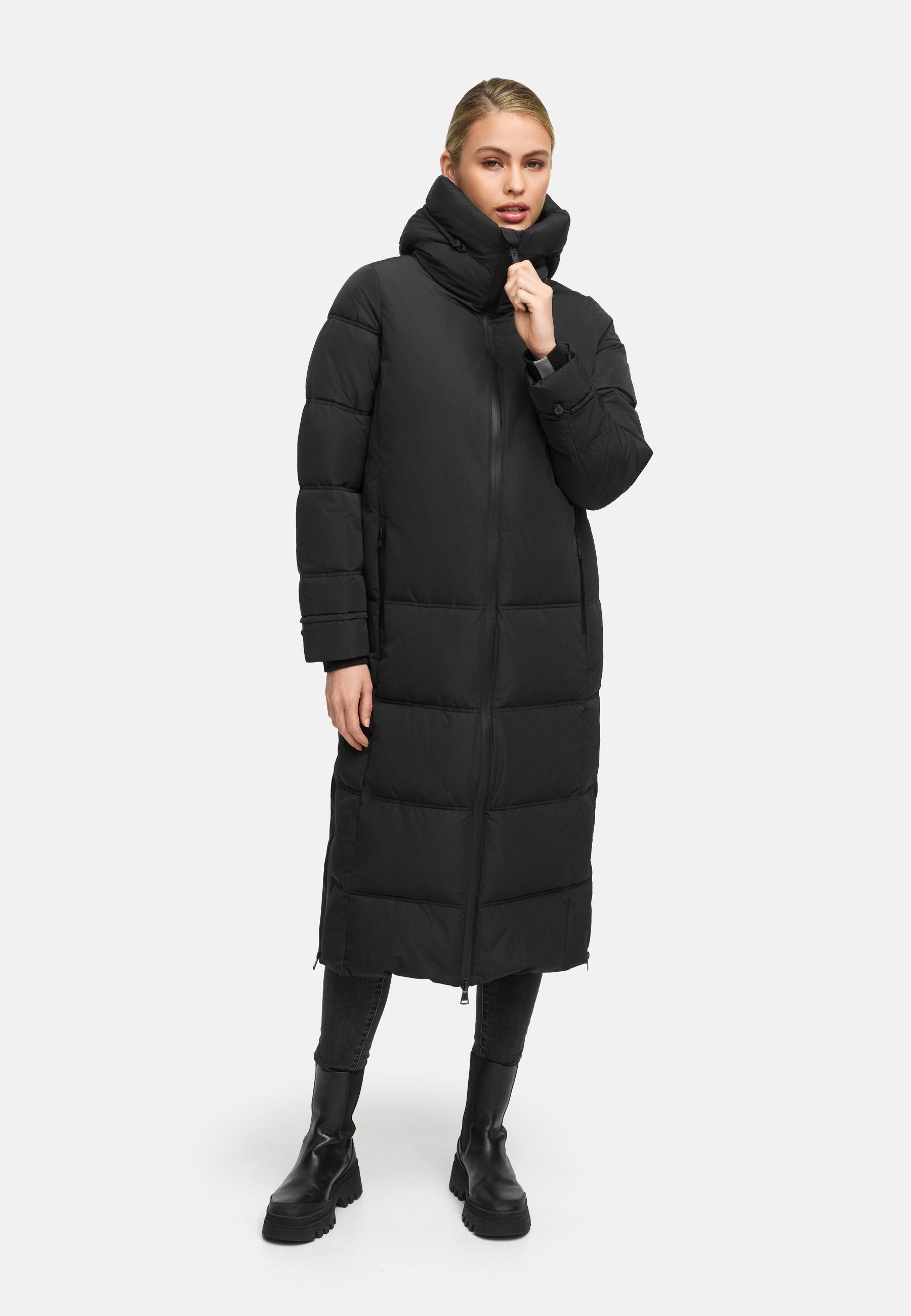 Winter Steppmantel mit Kapuze "Honiaa XVI" Black
