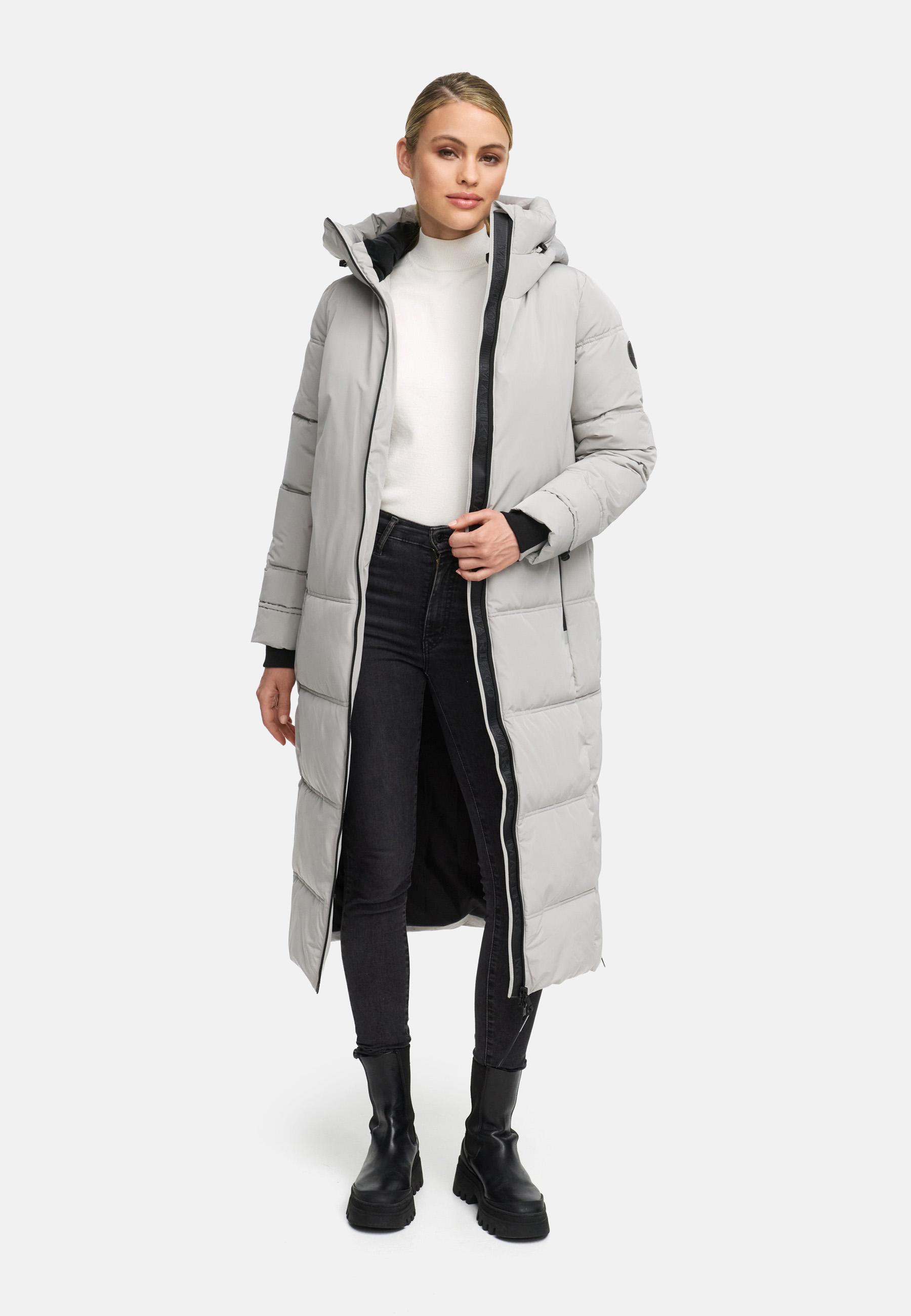 Winter Steppmantel mit Kapuze "Honiaa XVI" Cloud Grey