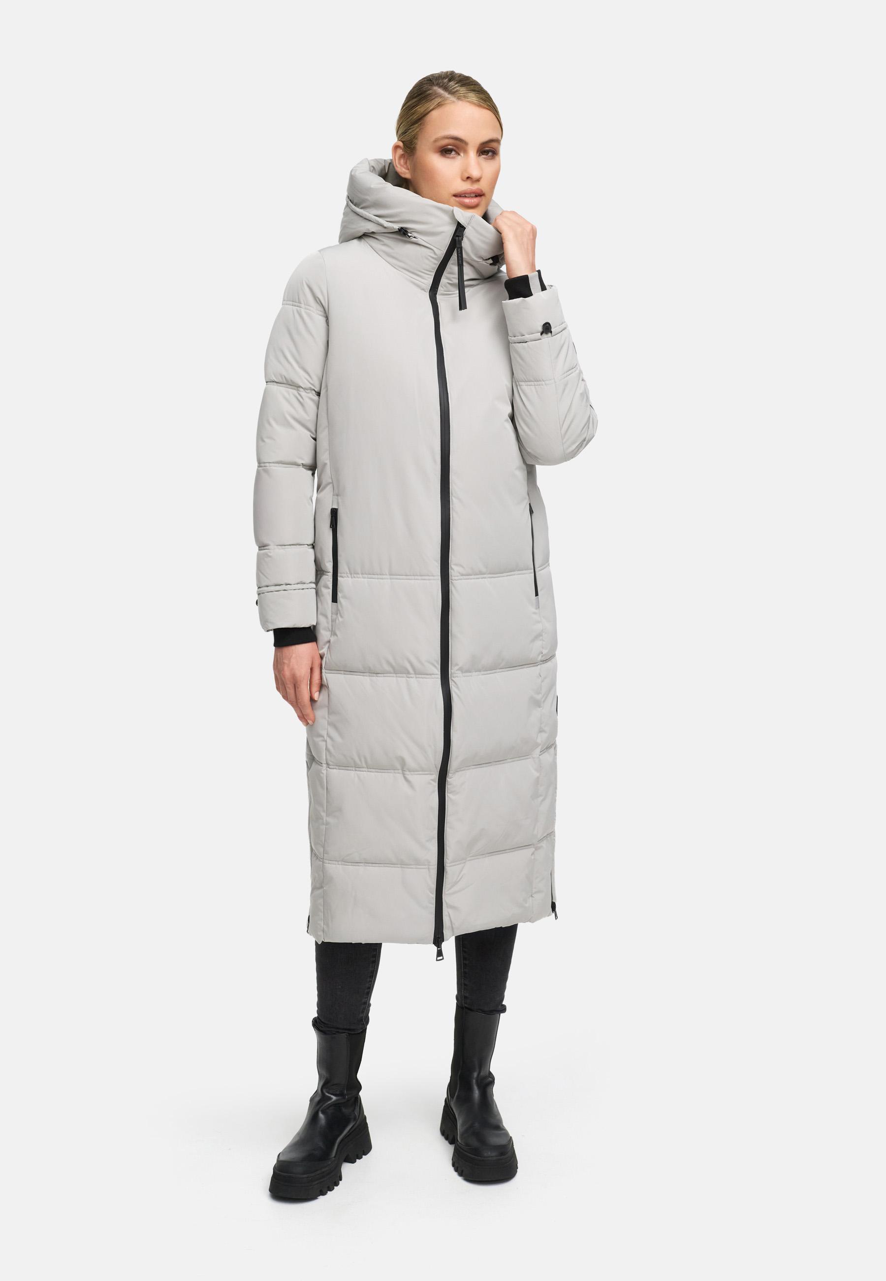 Winter Steppmantel mit Kapuze "Honiaa XVI" Cloud Grey