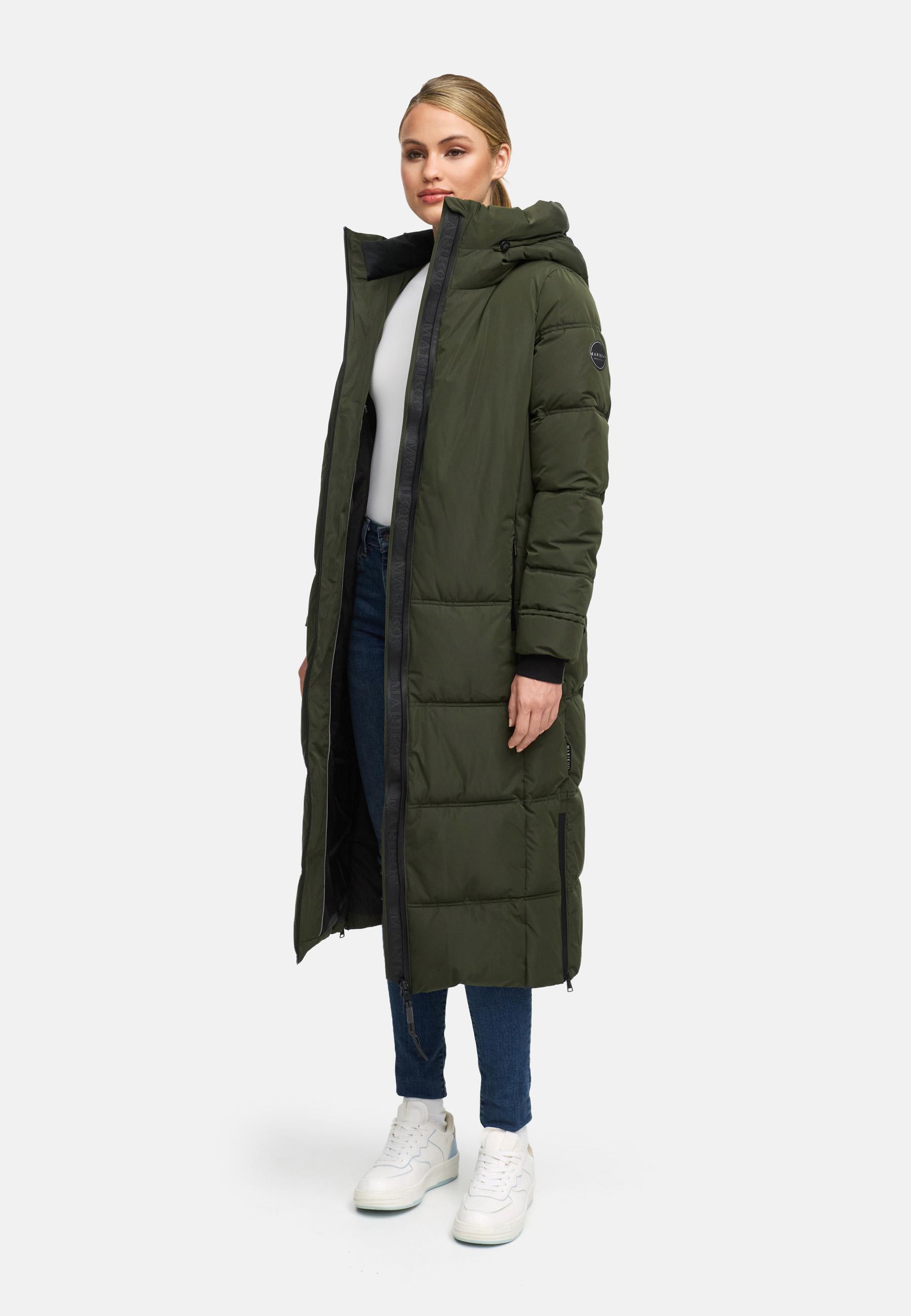 Winter Steppmantel mit Kapuze "Honiaa XVI" Dark Olive