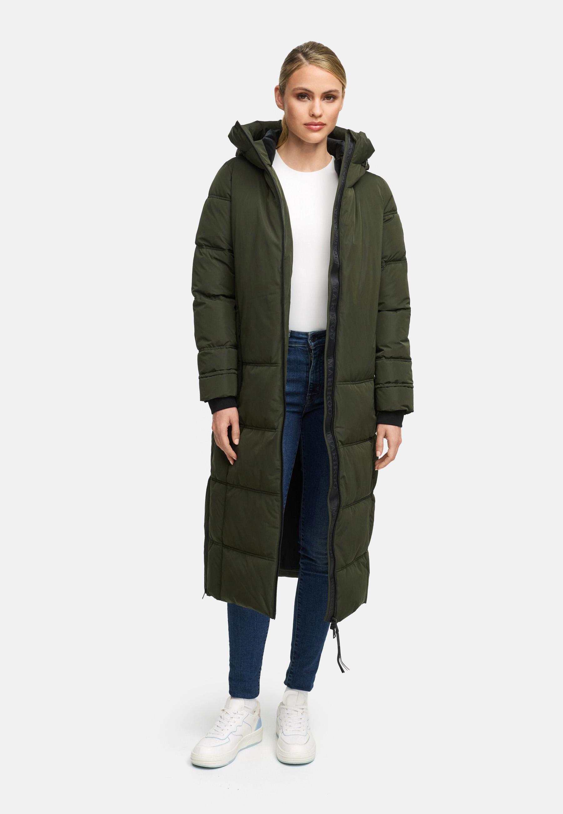 Winter Steppmantel mit Kapuze "Honiaa XVI" Dark Olive