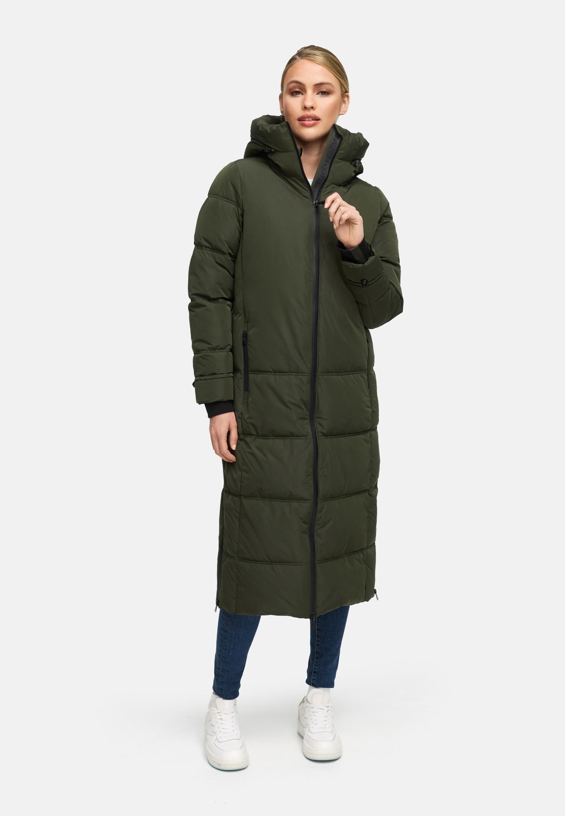 Winter Steppmantel mit Kapuze "Honiaa XVI" Dark Olive