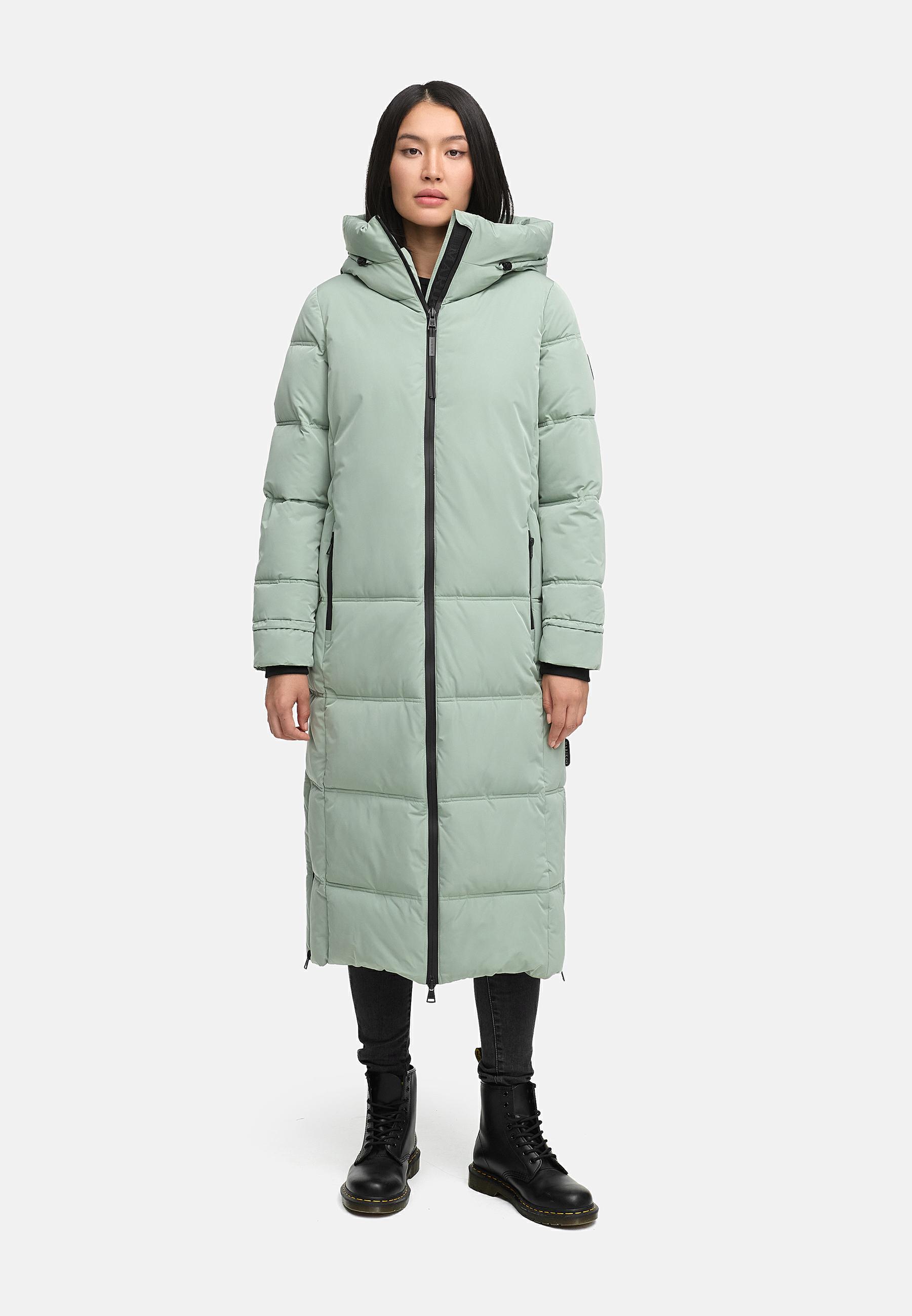 Winter Steppmantel mit Kapuze "Honiaa XVI" Smokey Mint