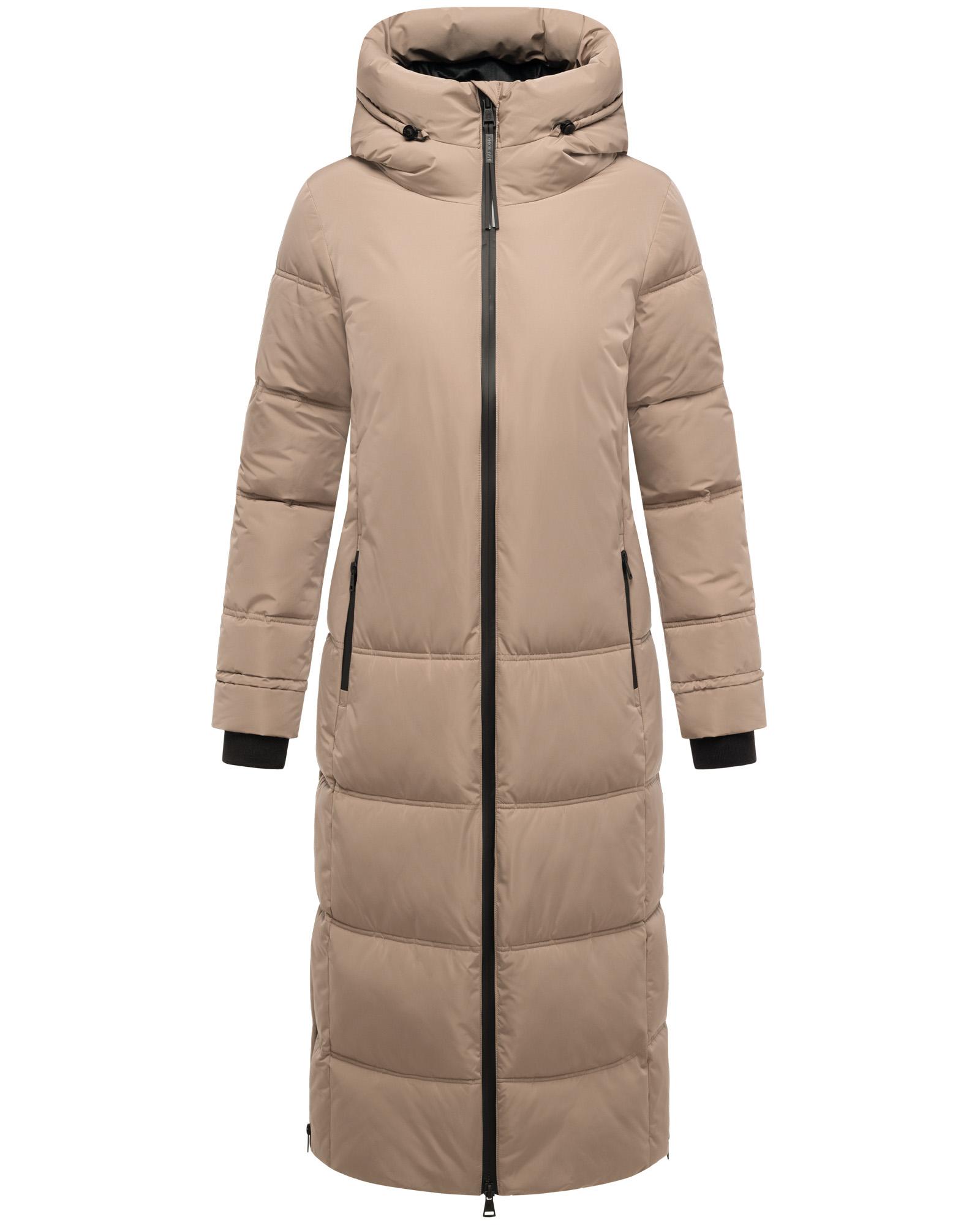 Winter Steppmantel mit Kapuze "Honiaa XVI" Taupe Grey