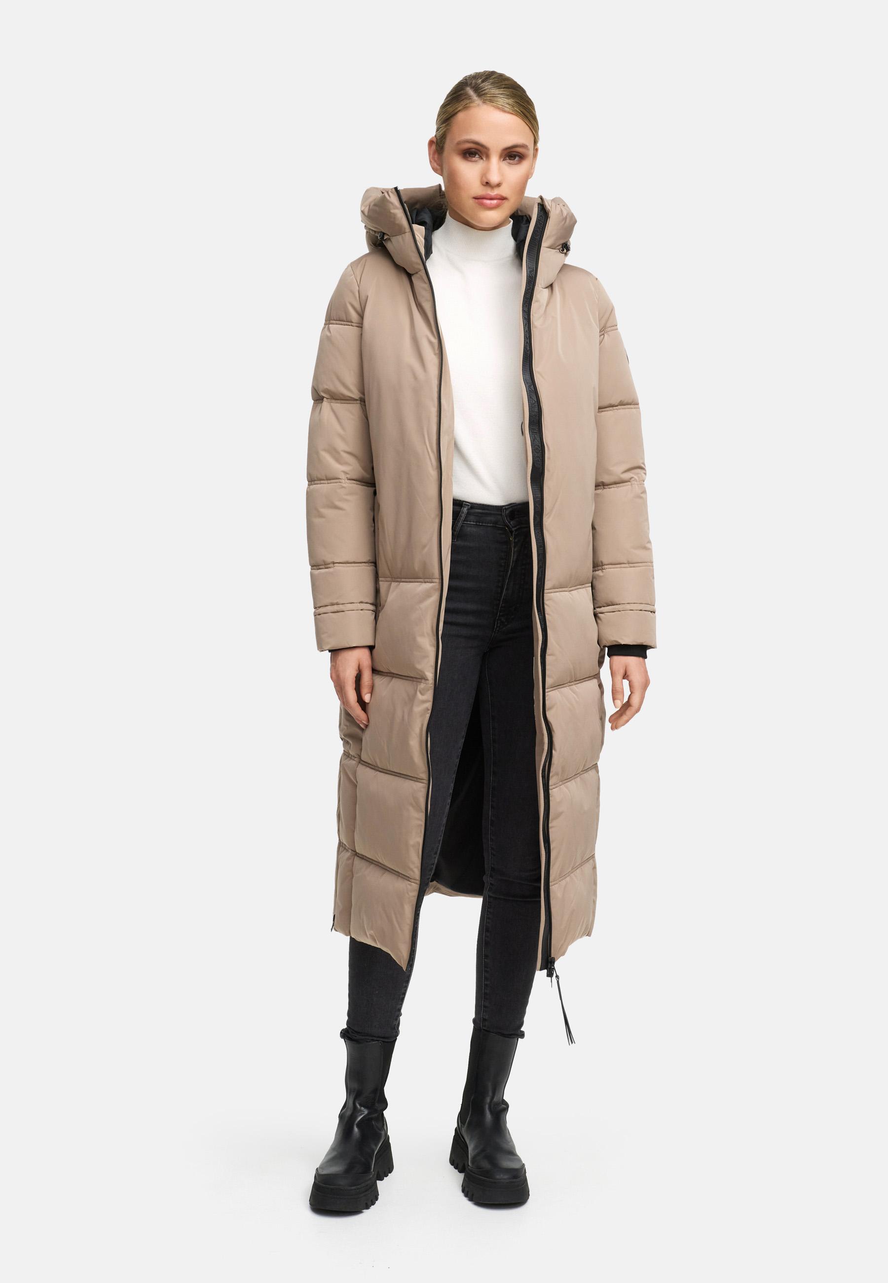 Winter Steppmantel mit Kapuze "Honiaa XVI" Taupe Grey