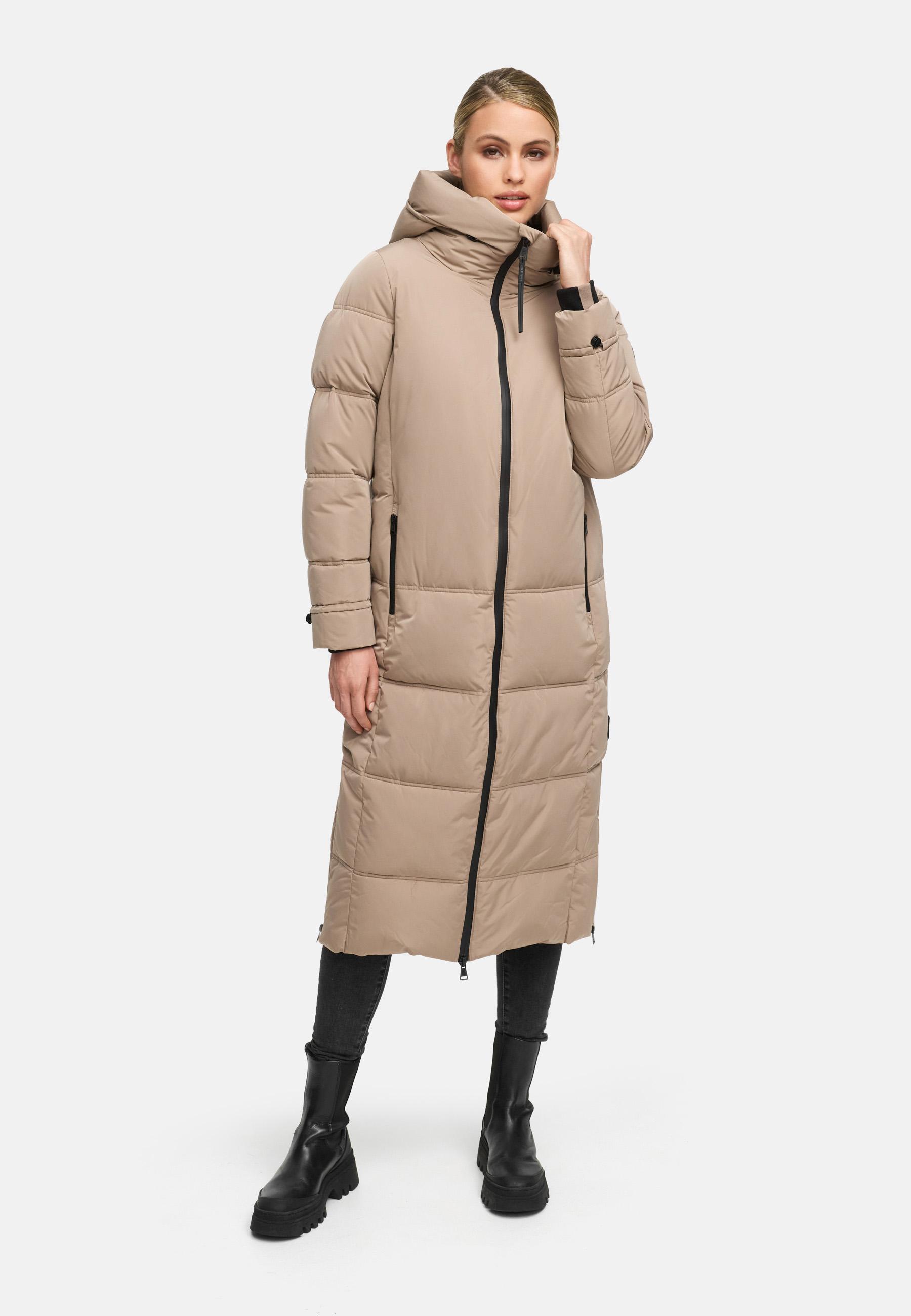 Winter Steppmantel mit Kapuze "Honiaa XVI" Taupe Grey