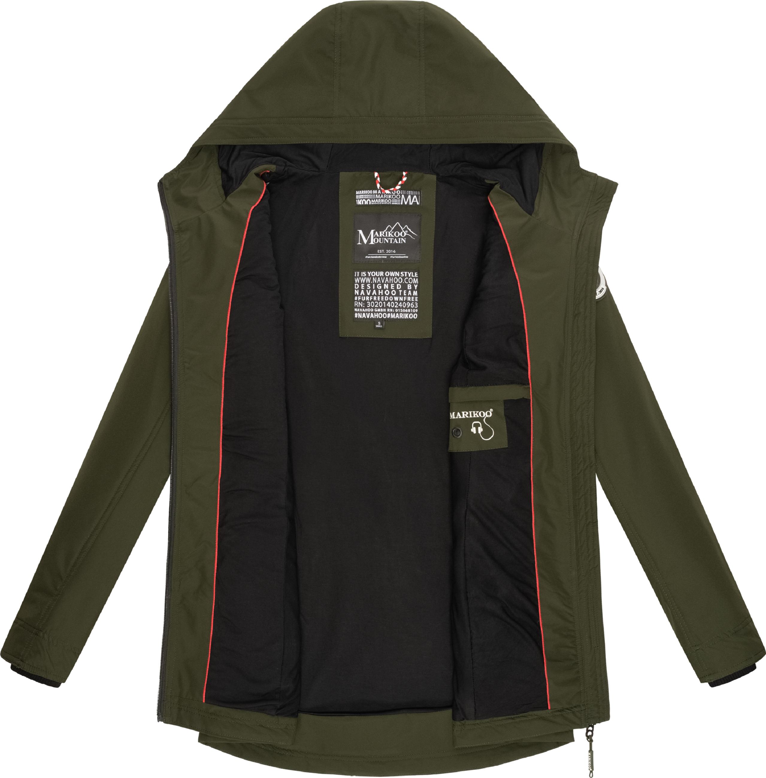 Übergangsjacke Outdoorjacke mit Kapuze Honigbeere Olive